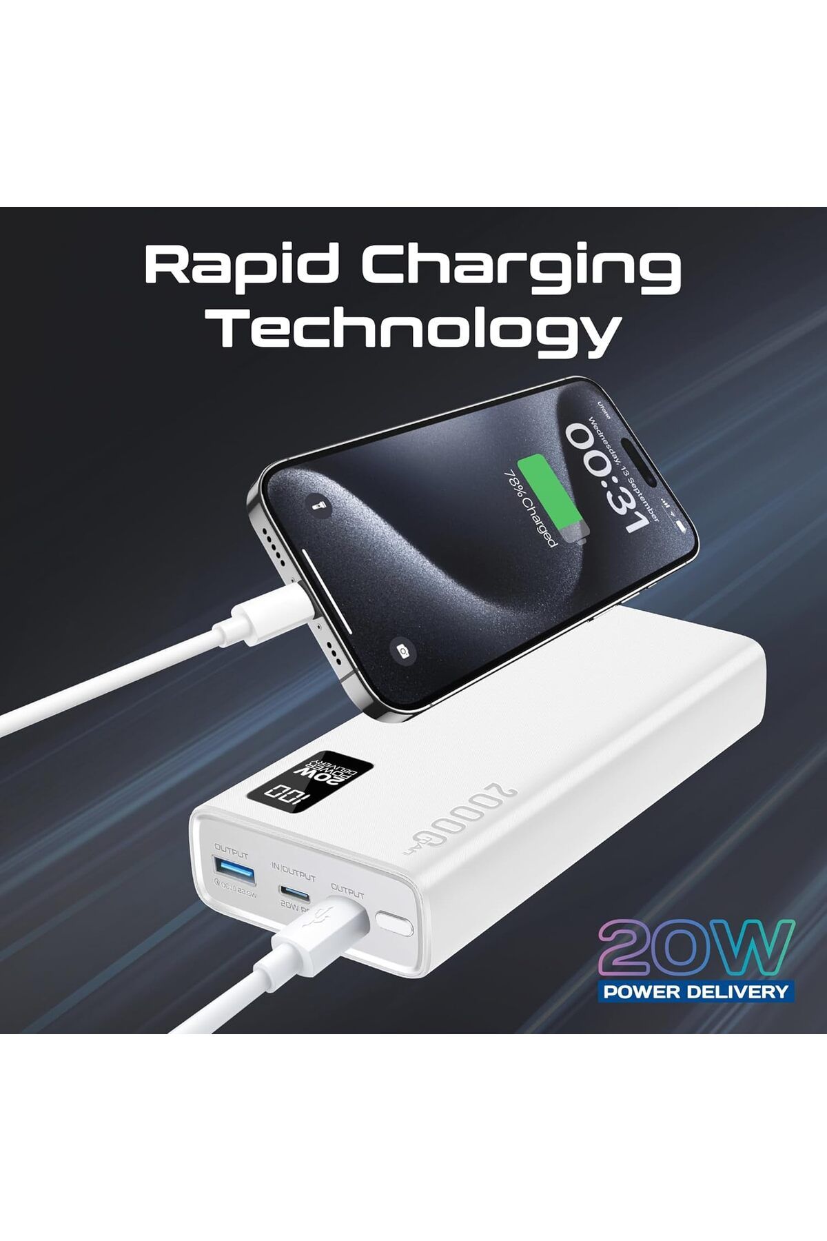 Promate-Power Bank 20000mAh Ultra-Slim with 20W USB-C Input/Output Port 3