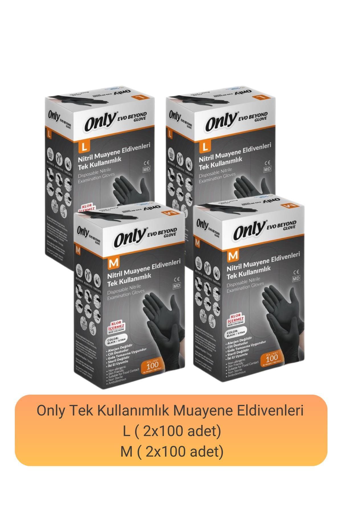 Only Evo Beyond Nitril Muayene Eldiveni M-L (100 adet x 4)