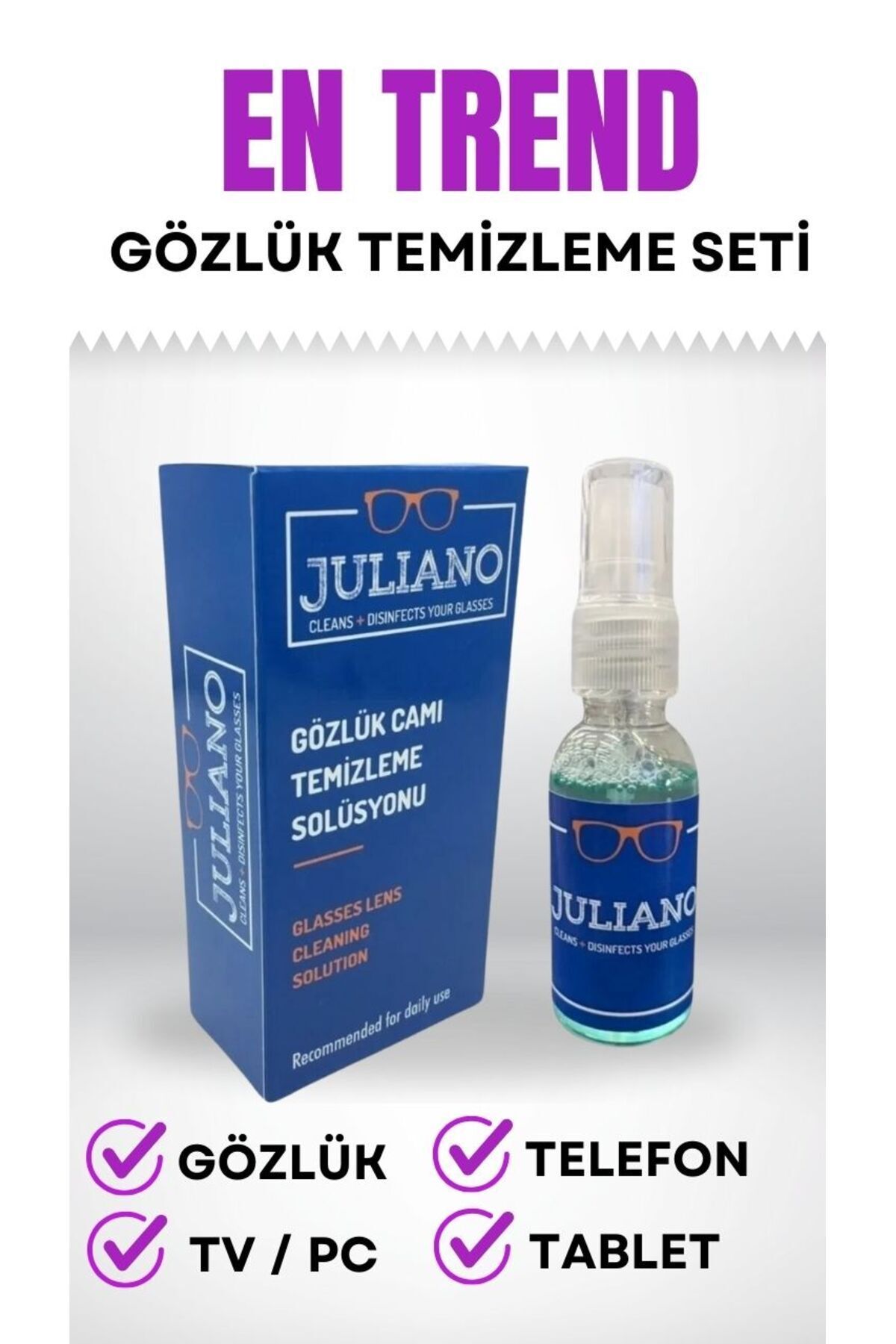 JULIANO Gözlük Temizleme Antistatik Solusyon Sprey Set