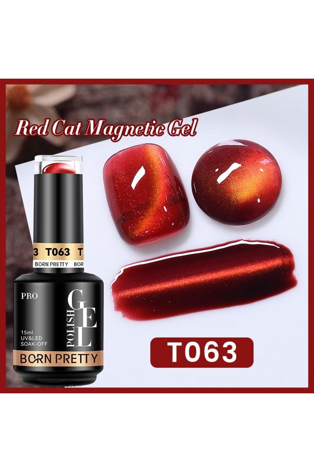 Born Pretty 15ml Hema Free Red Cat Magnetic Kalıcı oje T63 (60219)