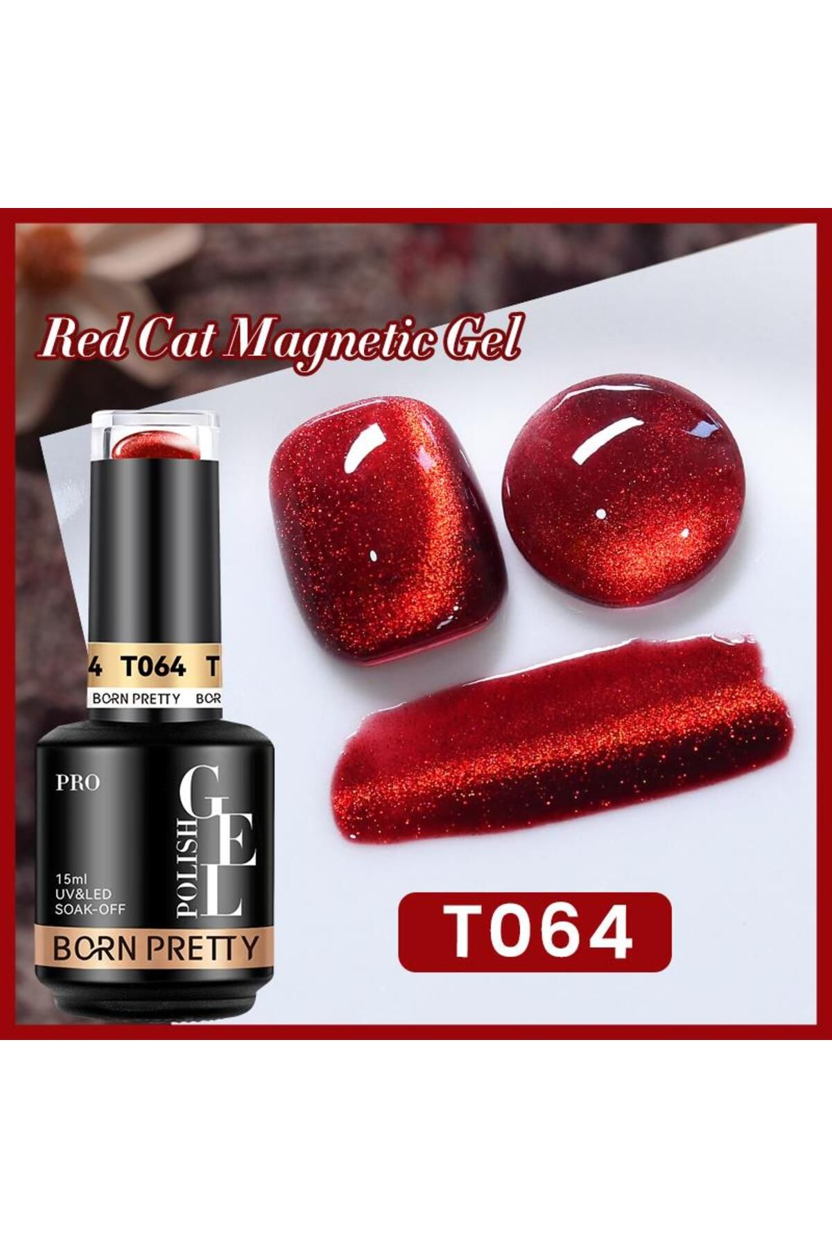 Born Pretty 15ml Hema Free Red Cat Magnetic Kalıcı oje T64 (60219)