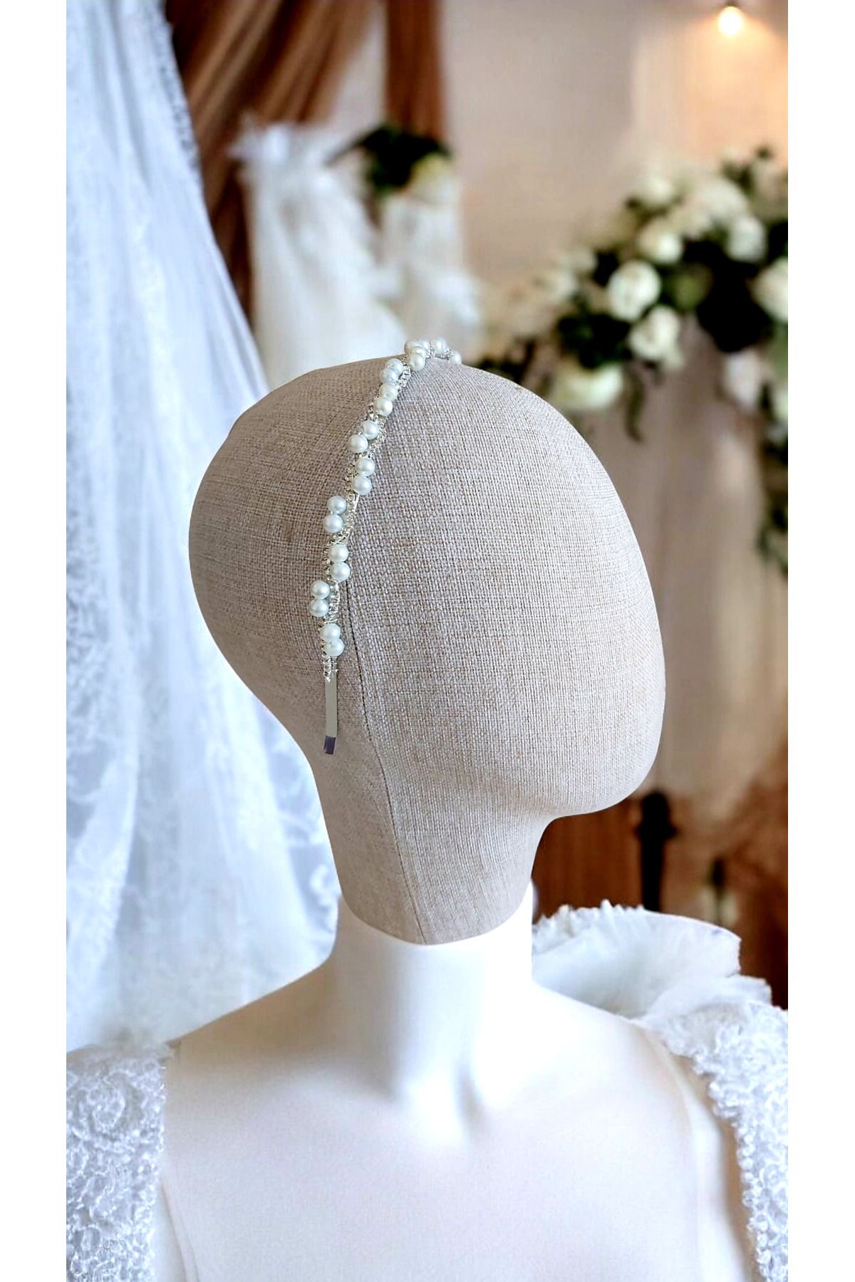 Eva Flore-Crystal Stone and Pearl Bridal Crown - Pearl Crown - Maternity Crown - Engagement Crown 2