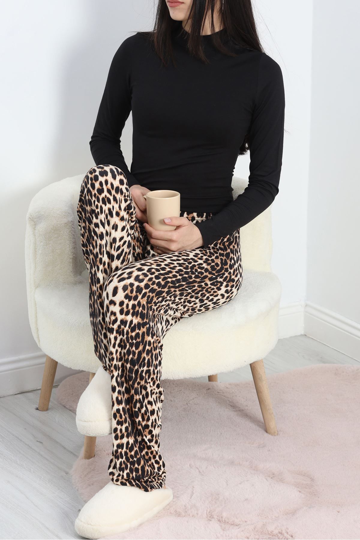 Leyaa Milan Kumaş Pijama Altı Leopar - 20788.1287.