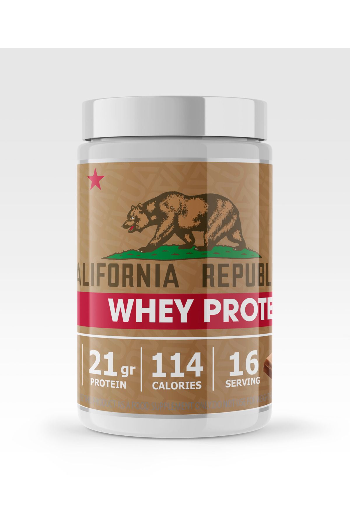 CALIFORNIA REPUBLIC Whey Protein - 480Gr - Çikolata Aromalı - 16 Servis - Beyaz