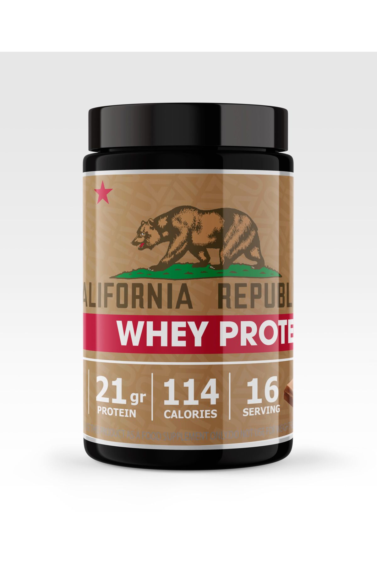 CALIFORNIA REPUBLIC Whey Protein - 480Gr - Çikolata Aromalı - 16 Servis - Siyah