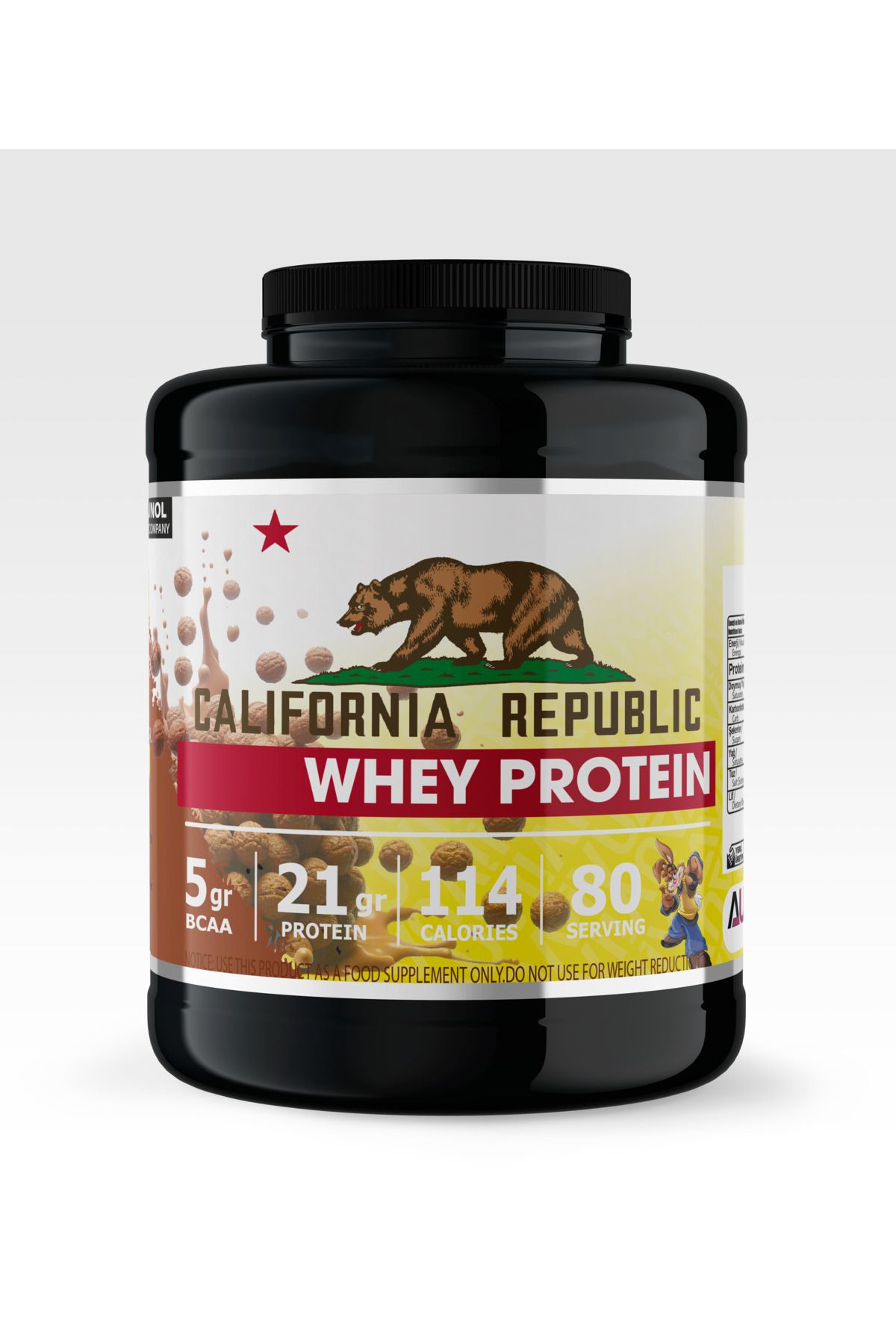 CALIFORNIA REPUBLIC Whey Protein - 2400Gr - Nesquik Aromalı - 80 Servis - Siyah