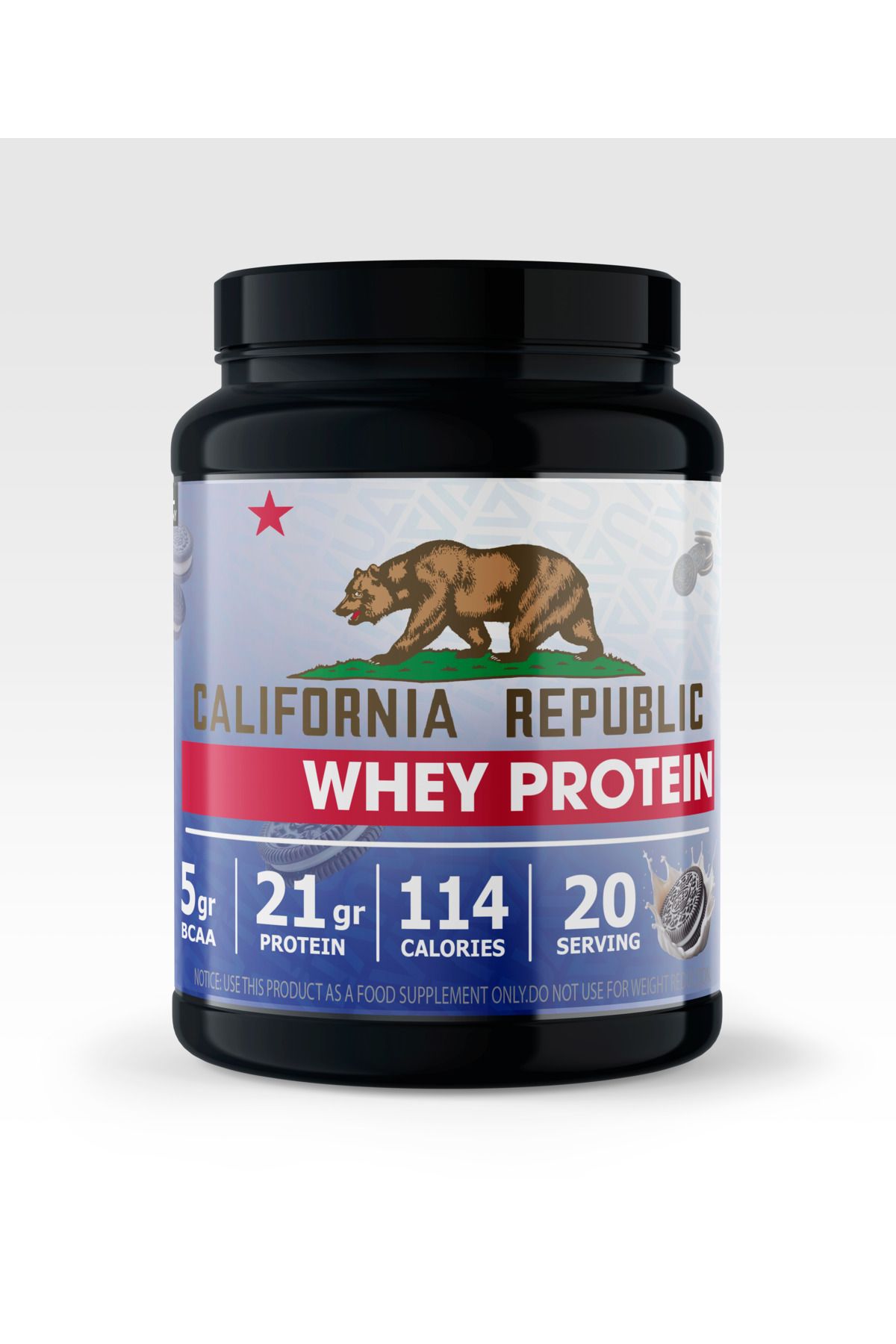 CALIFORNIA REPUBLIC Whey Protein - 600Gr - Aromalı - 20 Servis - Siyah