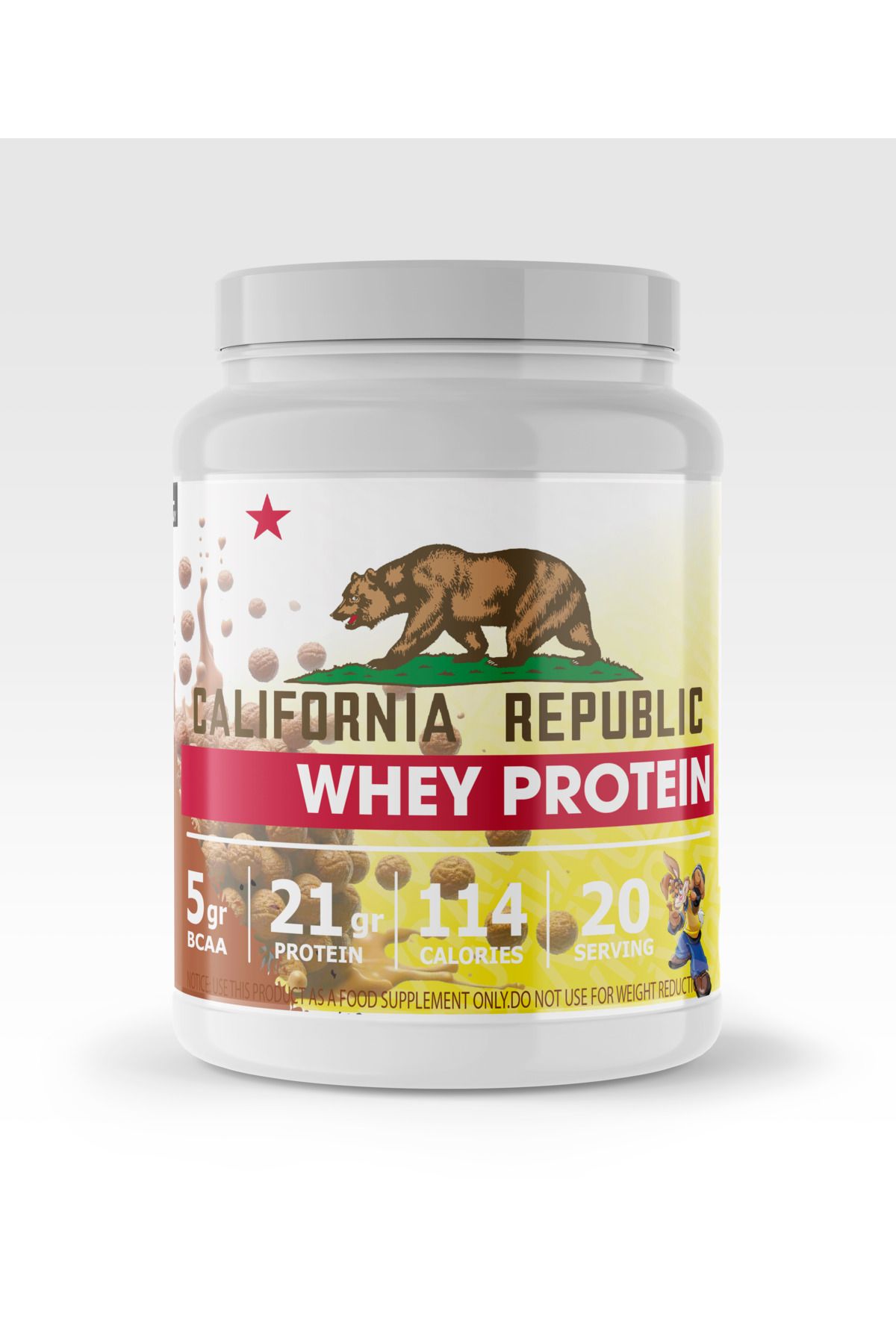 CALIFORNIA REPUBLIC Whey Protein - 600Gr - Nesquik Aromalı - 20 Servis - Beyaz