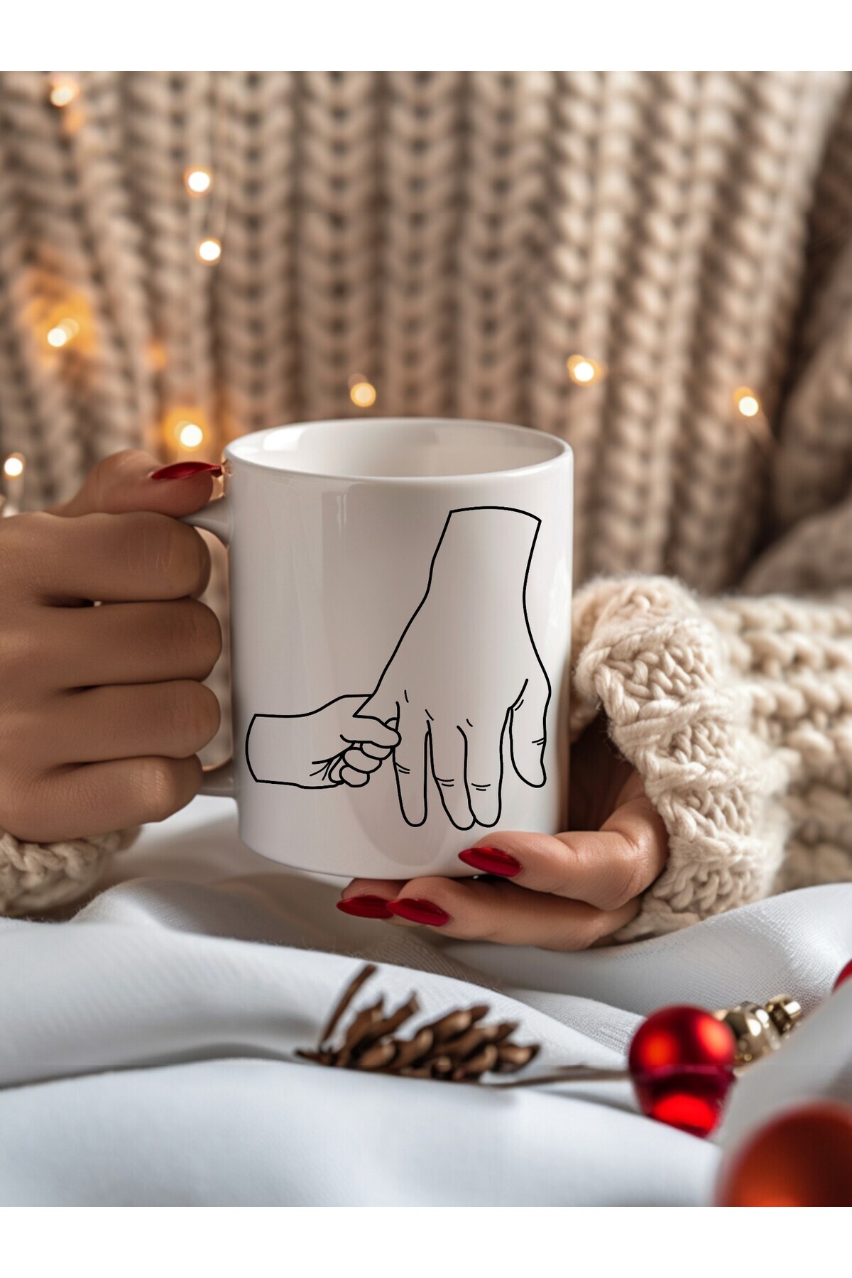 Evion-Father and Child Hand - Father and Baby Hand Porcelain Mug - Gift Mug - Printed Mug 3