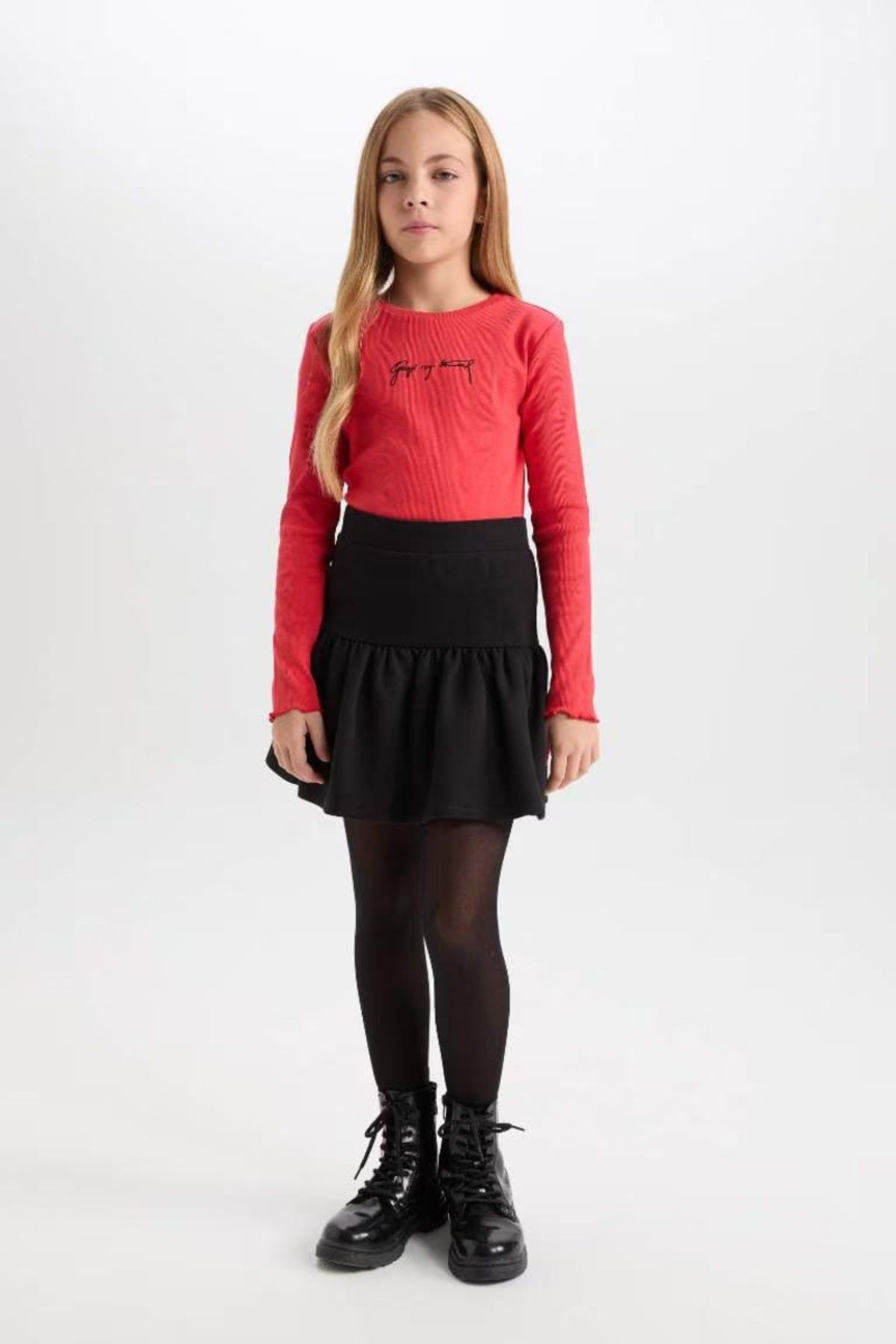 DeFacto Basic-rock Für Mädchen Mit Gerader Taille Und Elastischem Volant für Mädchen - 7–8 Jahre