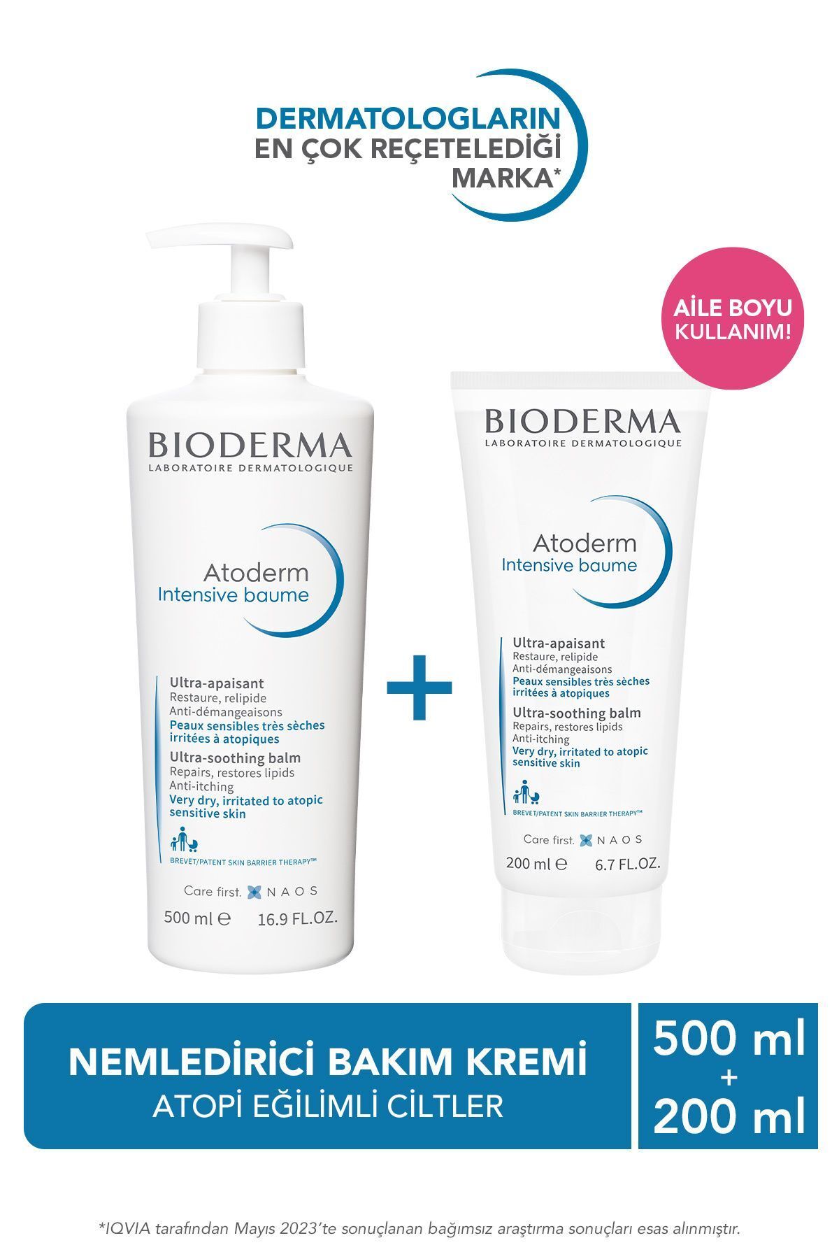 Bioderma Atoderm Intensive Balm Atopi Eğilimli Cilt Nemlendirici Onarıcı Krem Ikili Avantajlı Set 500 & 200ml-1