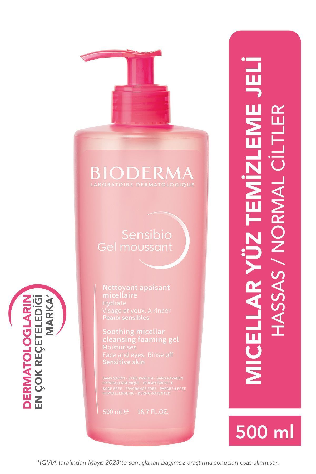 Bioderma Sensibio Foaming Gel Hassas ve Normal Ciltler Durulanan Micellar Yüz Temizleme Jeli 500 ml