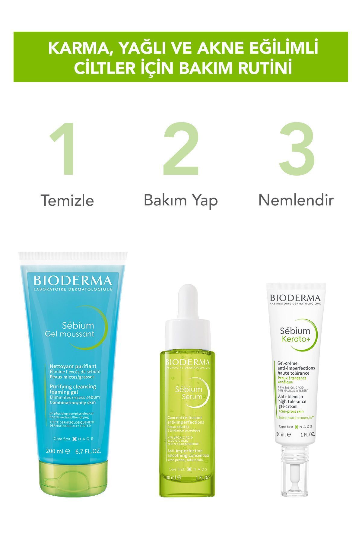 Bioderma Karma ve Yağlı Ciltler için Akne Karşıtı Bakım Kiti-6