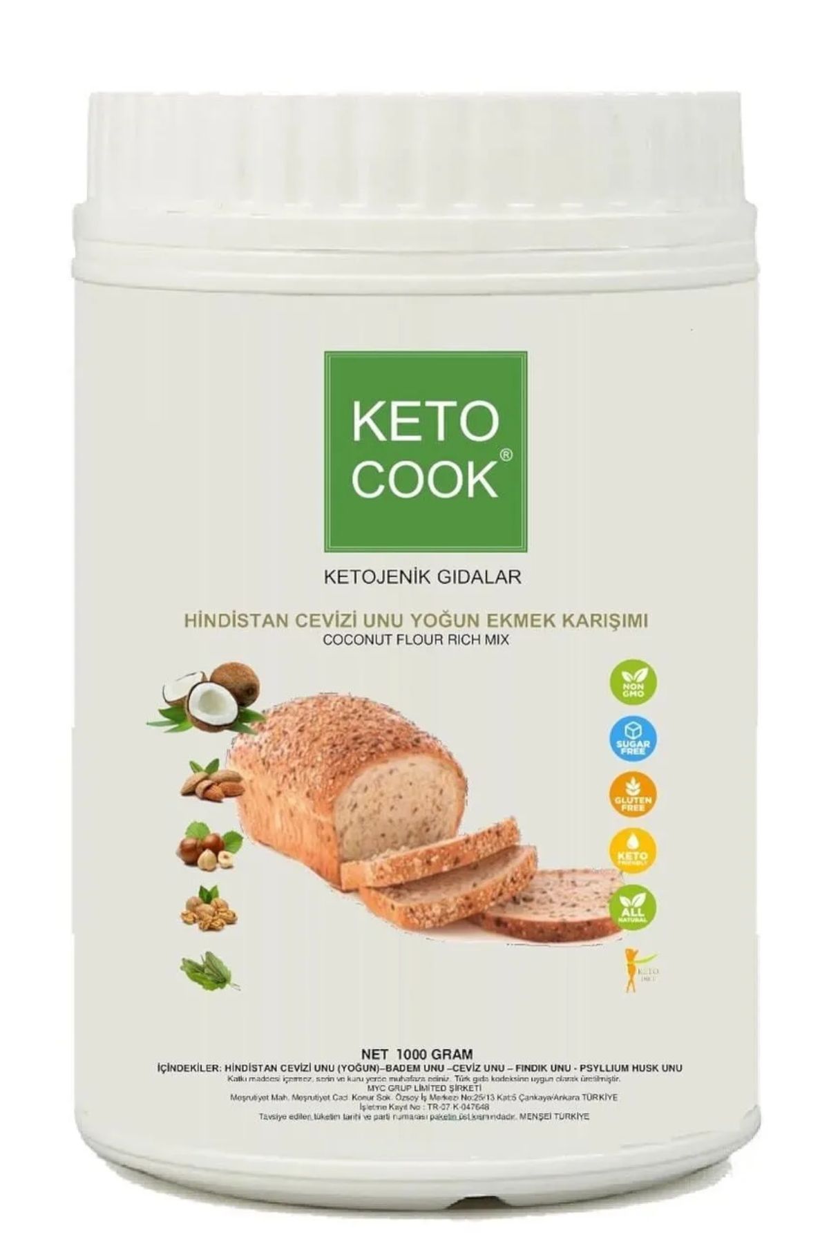 KetoCook Ketojenik Hindistan Cevizi Unu Yoğun Ekmek Karışımı (coconut Based Ketogenic Bread Flour) 1.000 Gram