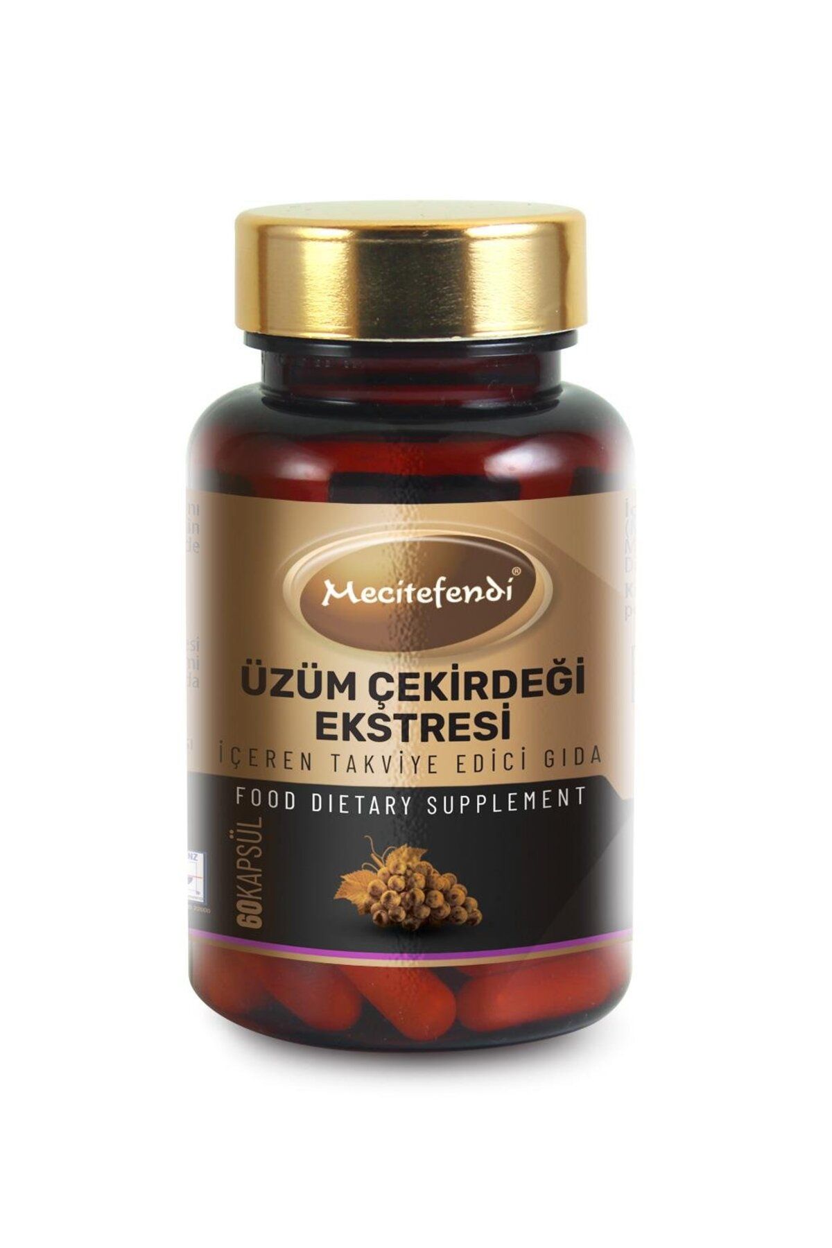 Mecitefendi MECİTEFENDİ ÜZÜM ÇEKİRDEĞİ EKSTRESİ İÇEREN TAKVİYE EDİCİ GIDA (60 kapsül*545MG)