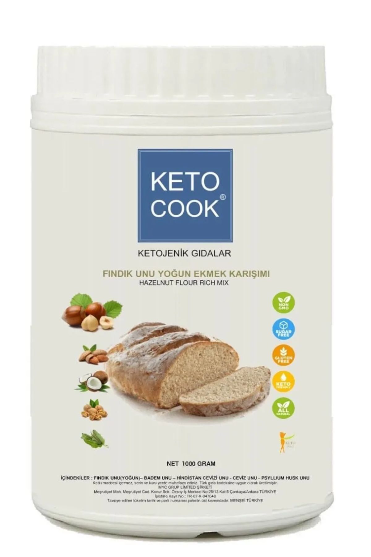 KetoCook Ketojenik Fındık Unu Yoğun Ekmek Karışımı ( Hazelnut Based Ketogenic Bread Flour ) 1.000 Gram