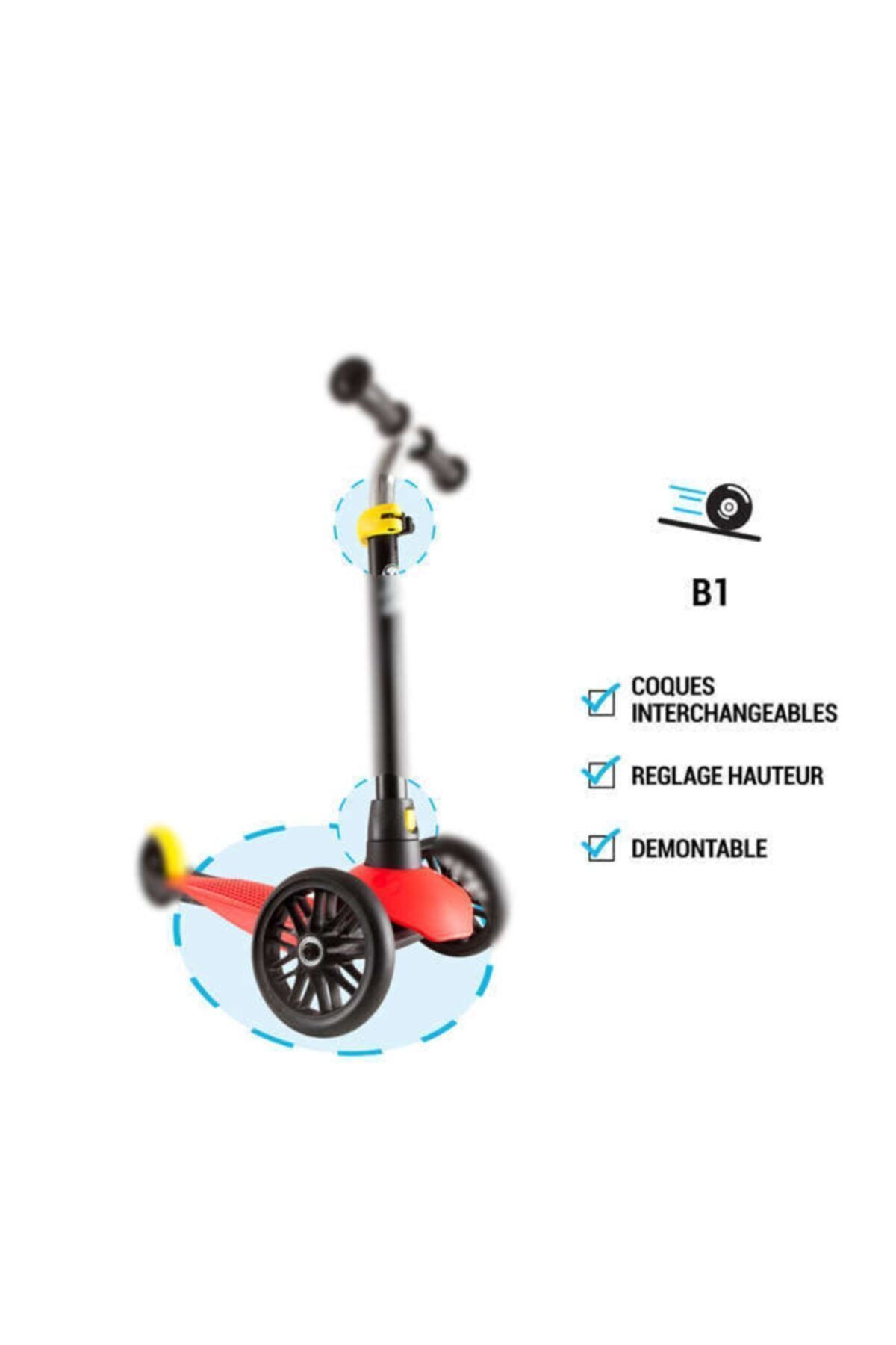 اسکوتر کودکان مشکی مردانه و زنانه B1 2 4 سال آبی Decathlon