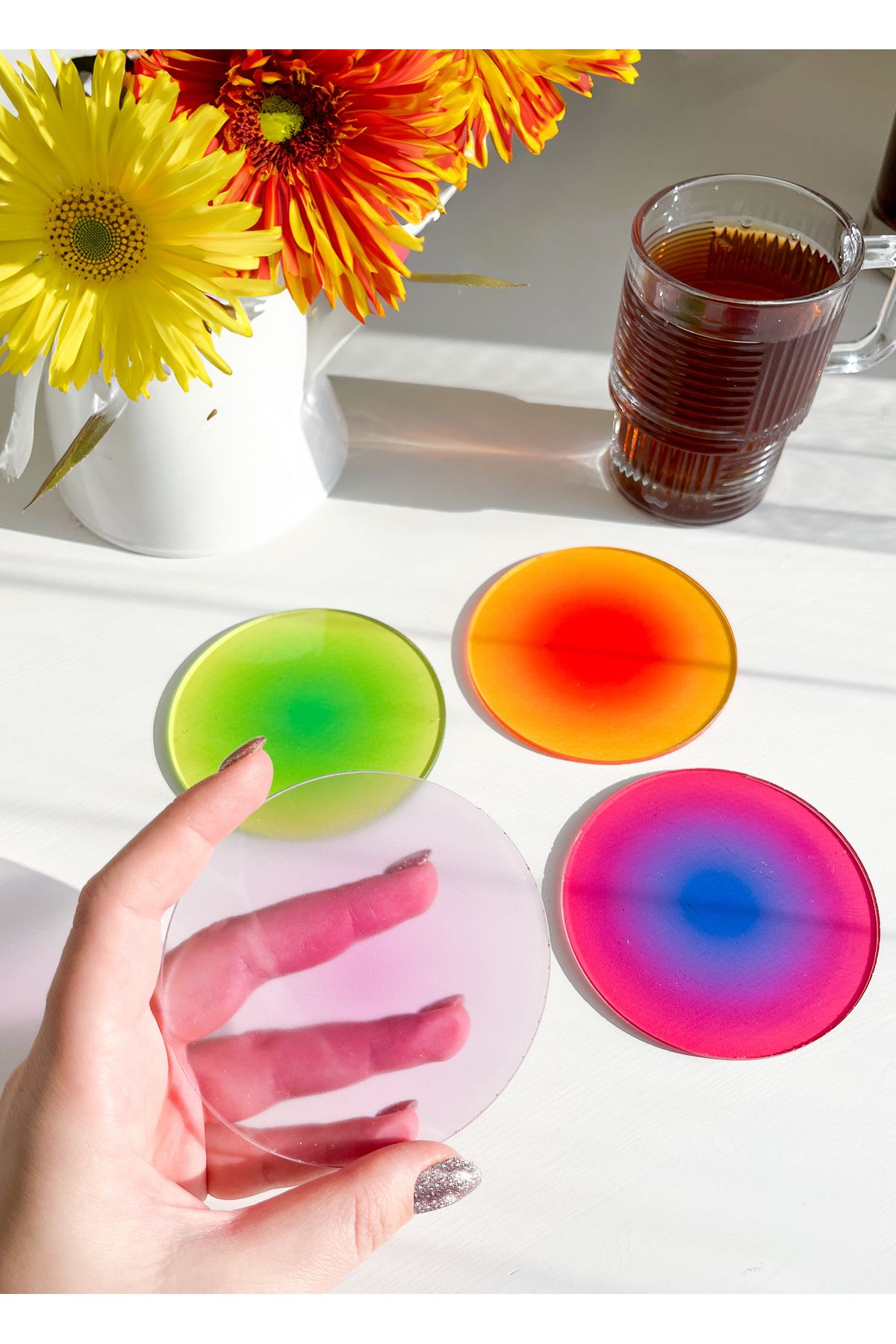 arslart-Transparent Coasters - Gradient Color Round Design 3