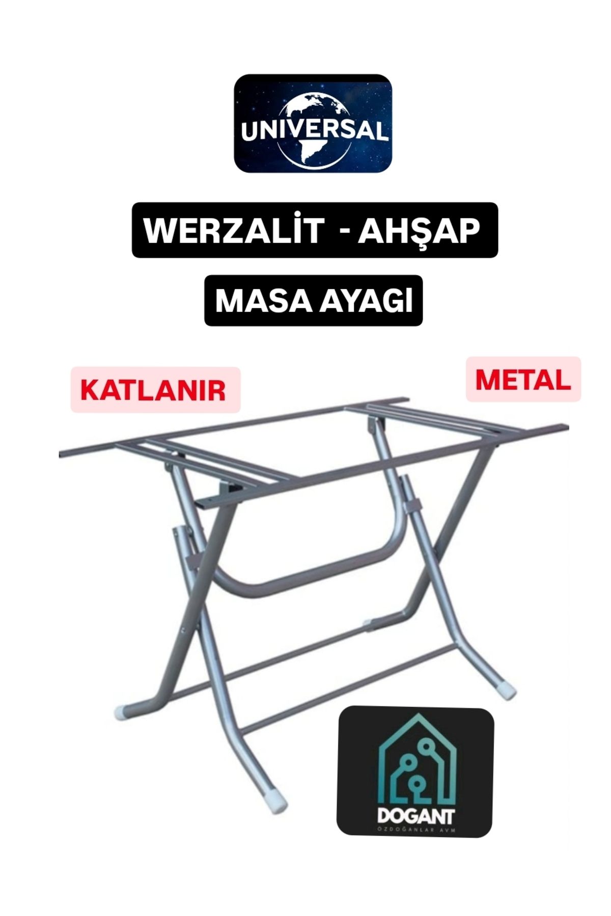 Dogant Metal Katlanır Ahşap-Werzalit 90x90  Masalar Için Katlanabilir Masa Ayağı