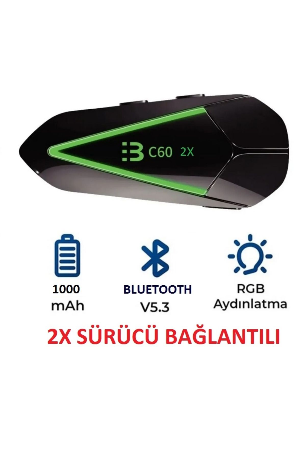 JUNGLEE MOTORSİKLET BLUETOOTH 5.3 KULAKLIK RGB LED IŞIKLI 2X İNTERCOM ÇİFT TELEFONA BAĞLANABİLEN İNTERKOM