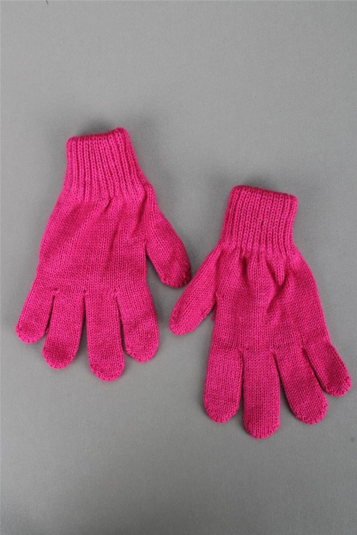 cappello-6-10 Years Fuchsia Colored Children's Knitwear Gloves - 25Marluxeldvn 1