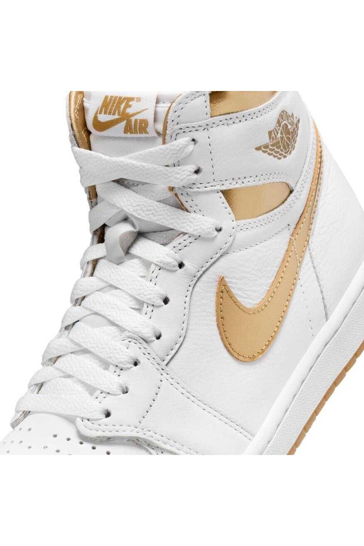 K*W様 NIKE AIR JORDAN 1 ハイ ホワイト ゴールド 29cm Nike Air Jordan 1 Mid Retro Unisex Sneaker Hakiki Deri Bilekli