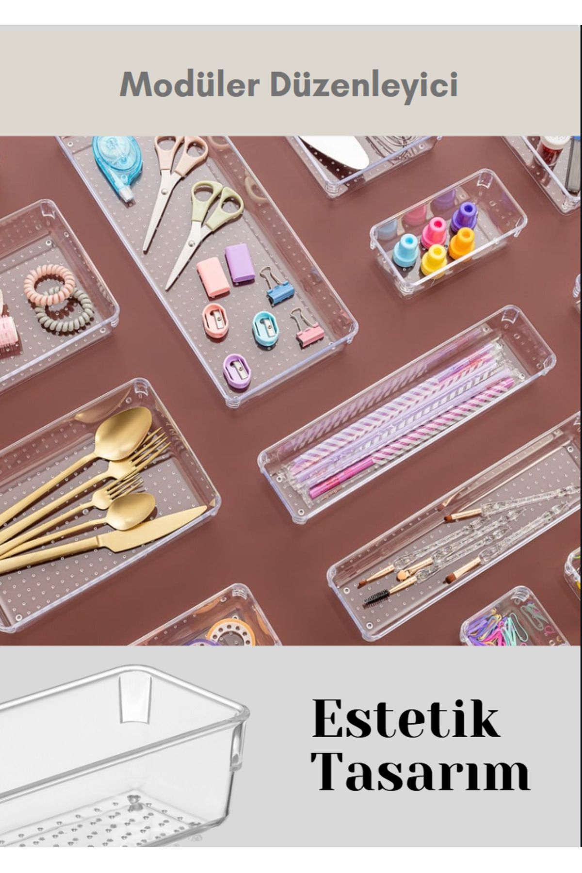 Flash Bazaar-Set of 24 - Transparent Modular Drawer and Desktop Organizer Jewelry Organizer 5