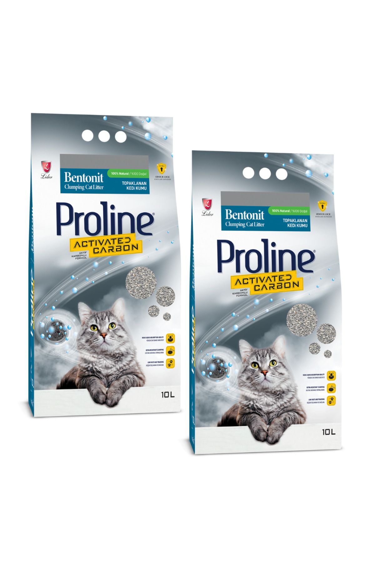 PROLINE Aktif Karbonlu Topaklanan Kedi Kumu 2 X 10 Lt