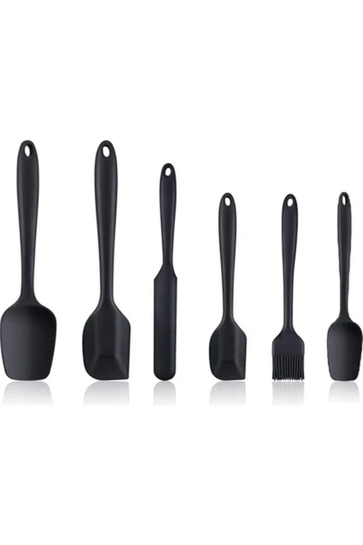 biyu 6lı Takım Yanmaz Yapışmaz Mutfak Pasta Slikon Yumurta Fırçası Kaşık Bıçak Spatula Seti