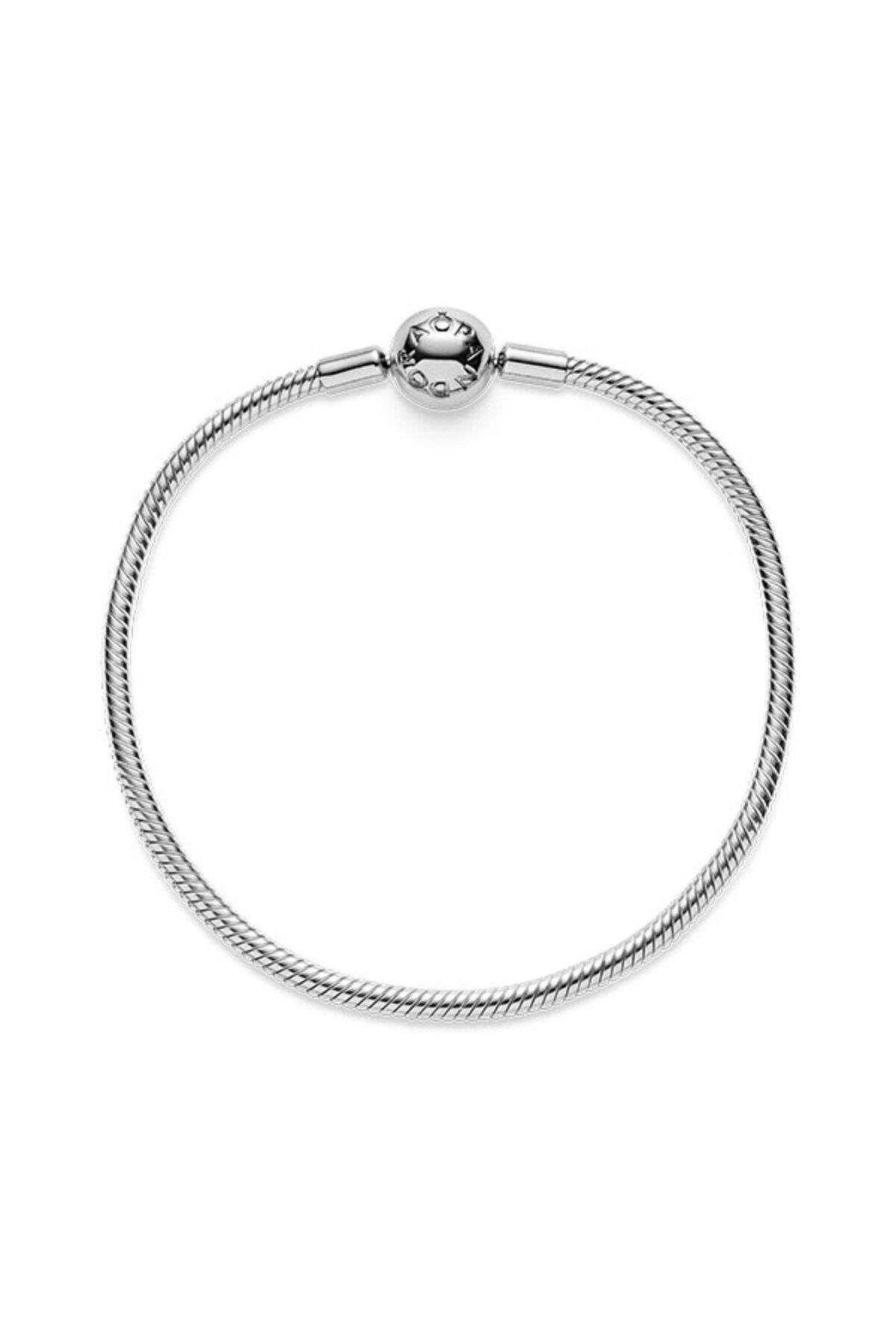 دستبند نقره ای قهوهای زنانه لحظه های گیره مسطح Pandora