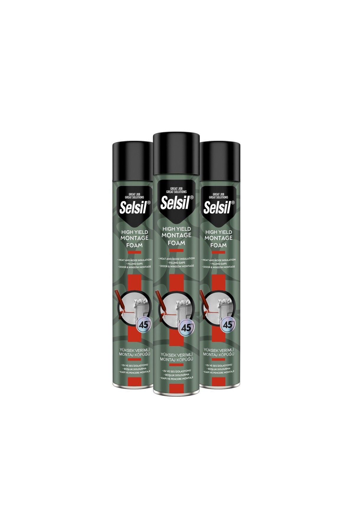 Selsil Selfoam Polyüretan Yüksek Verimli Montaj Dolgu Köpüğü 750 ml/ 850 gr (2659) - 3 Adet