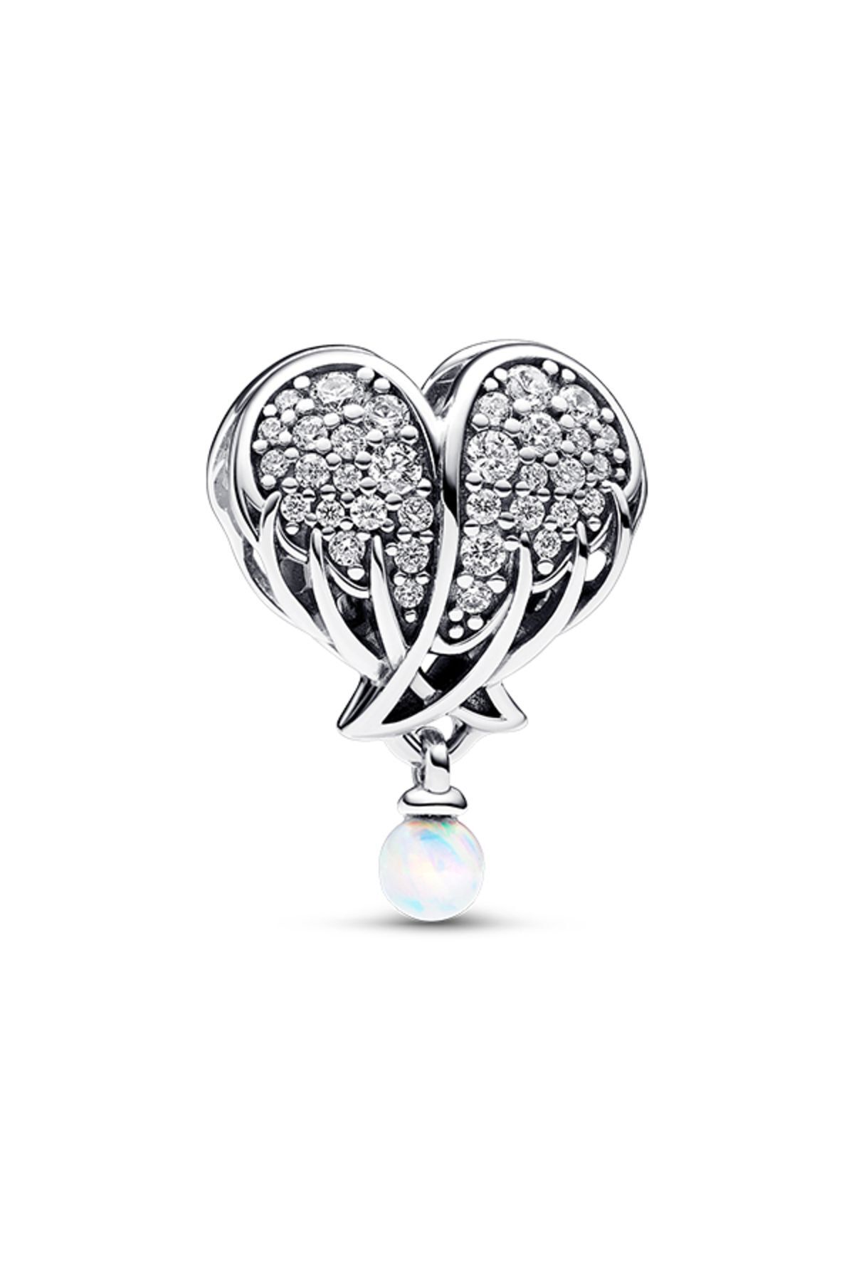Sparkling Angel Wings and Heart Charm