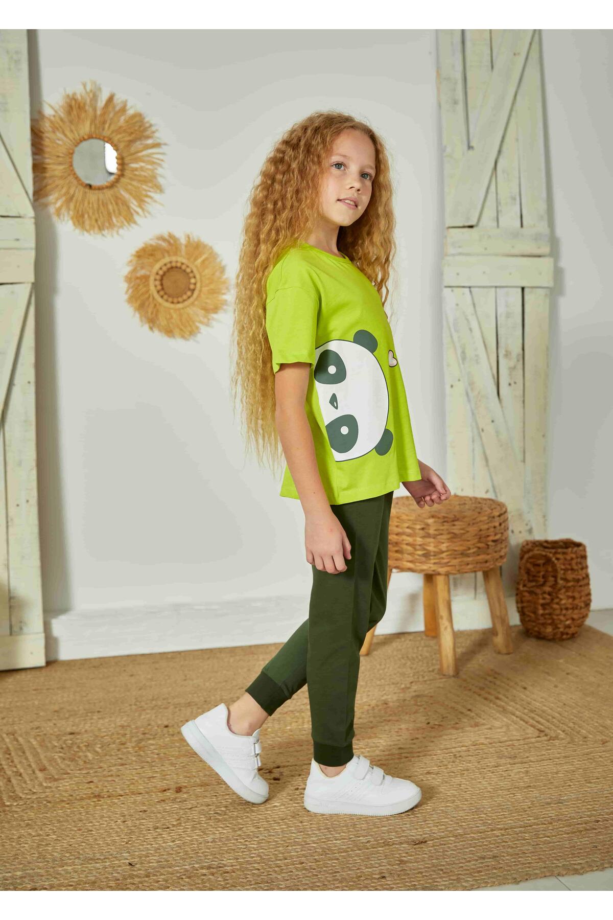 Weweus Fıstık Yeşili Kız Çocuk Pijama Takımı 828 fotoğrafı 2 (önizleme)