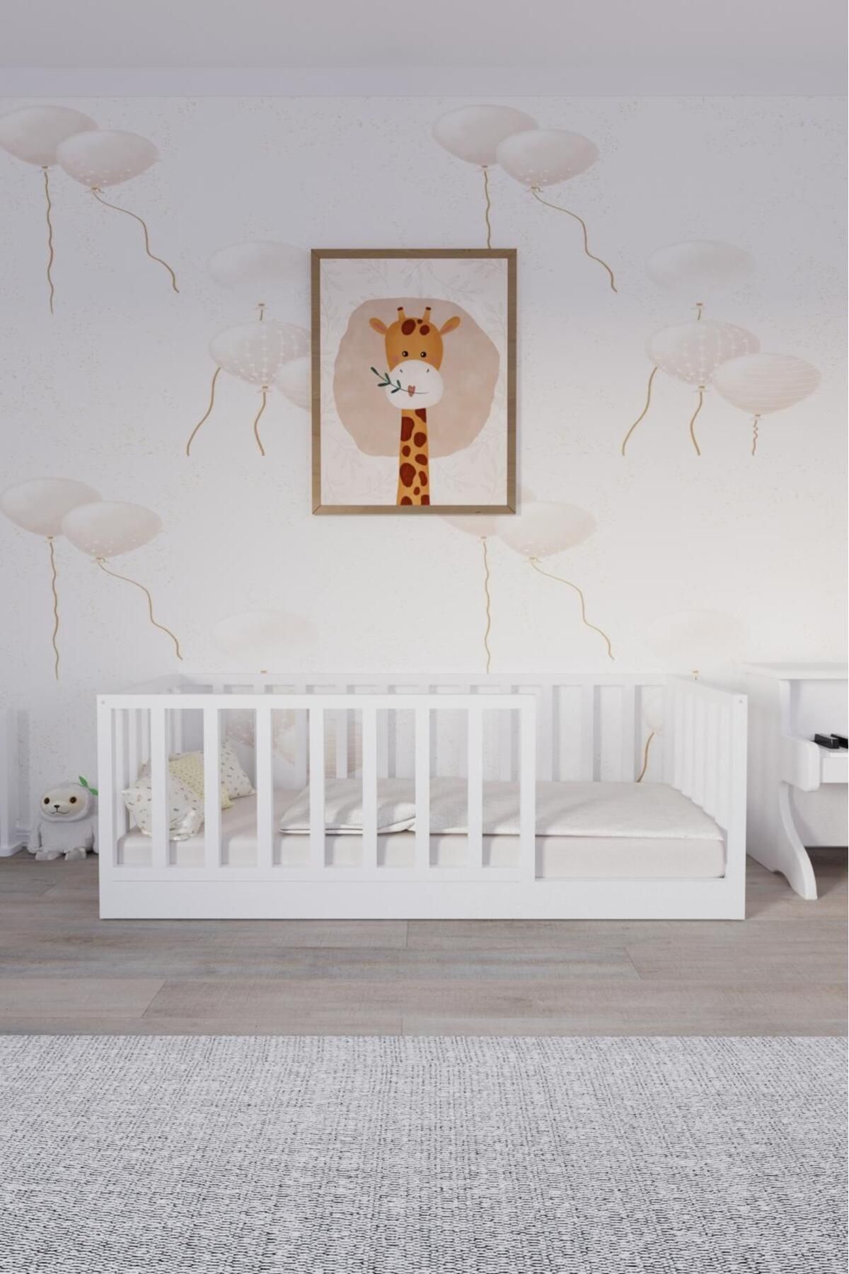 Montessori Bebek ve Çocuk Karyolası Doğal Ahşap Yatak Ayaksız