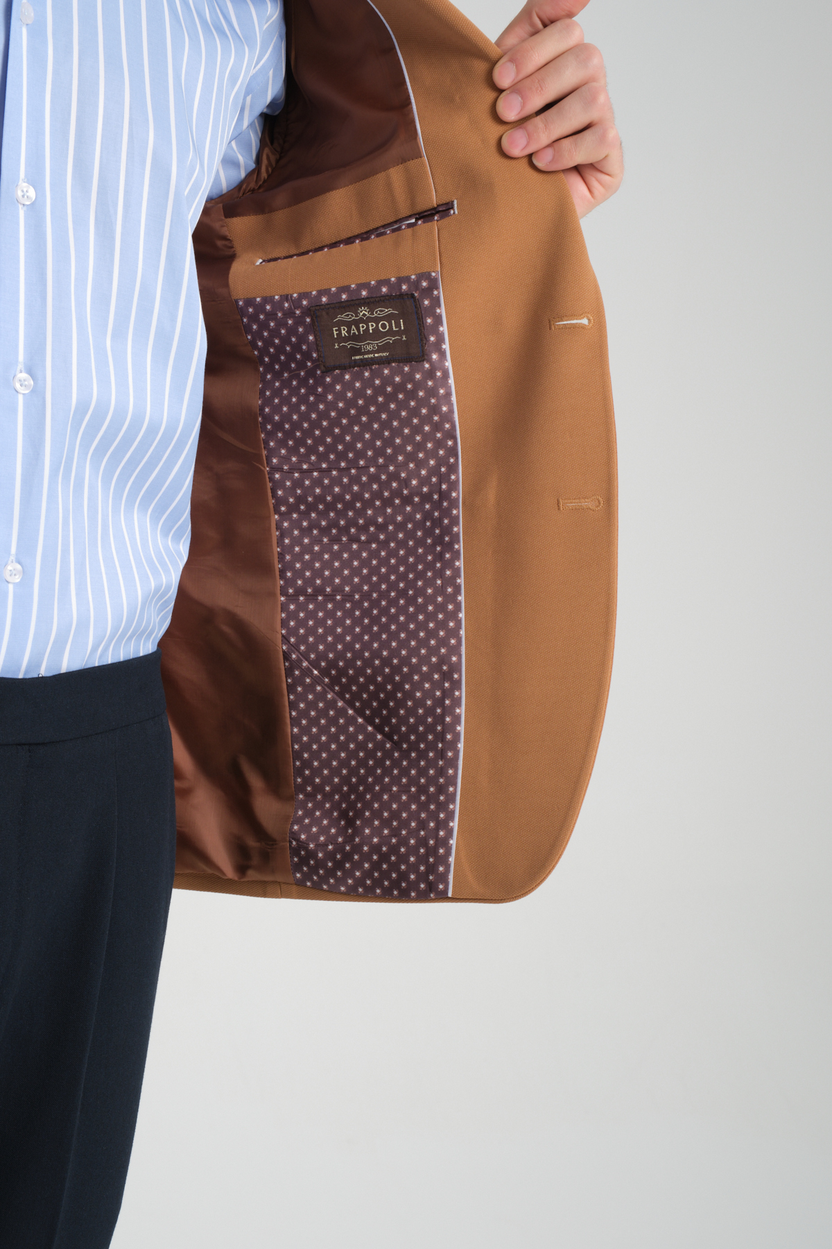 Frappoli  Baselna Erkek Turuncu Esneyen Likralı Kumaşlı Tam Astarlı Slim Fit Mono Yaka Dar Kesim Blazer Ceket - Görsel 5