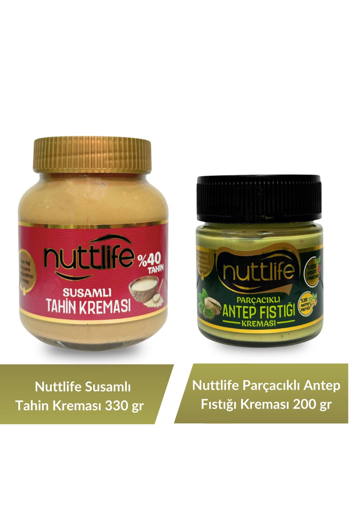 nuttlife Susamlı Tahin Kreması 330 gr+Parçacıklı Antep Fıstığı Kreması 200 gr