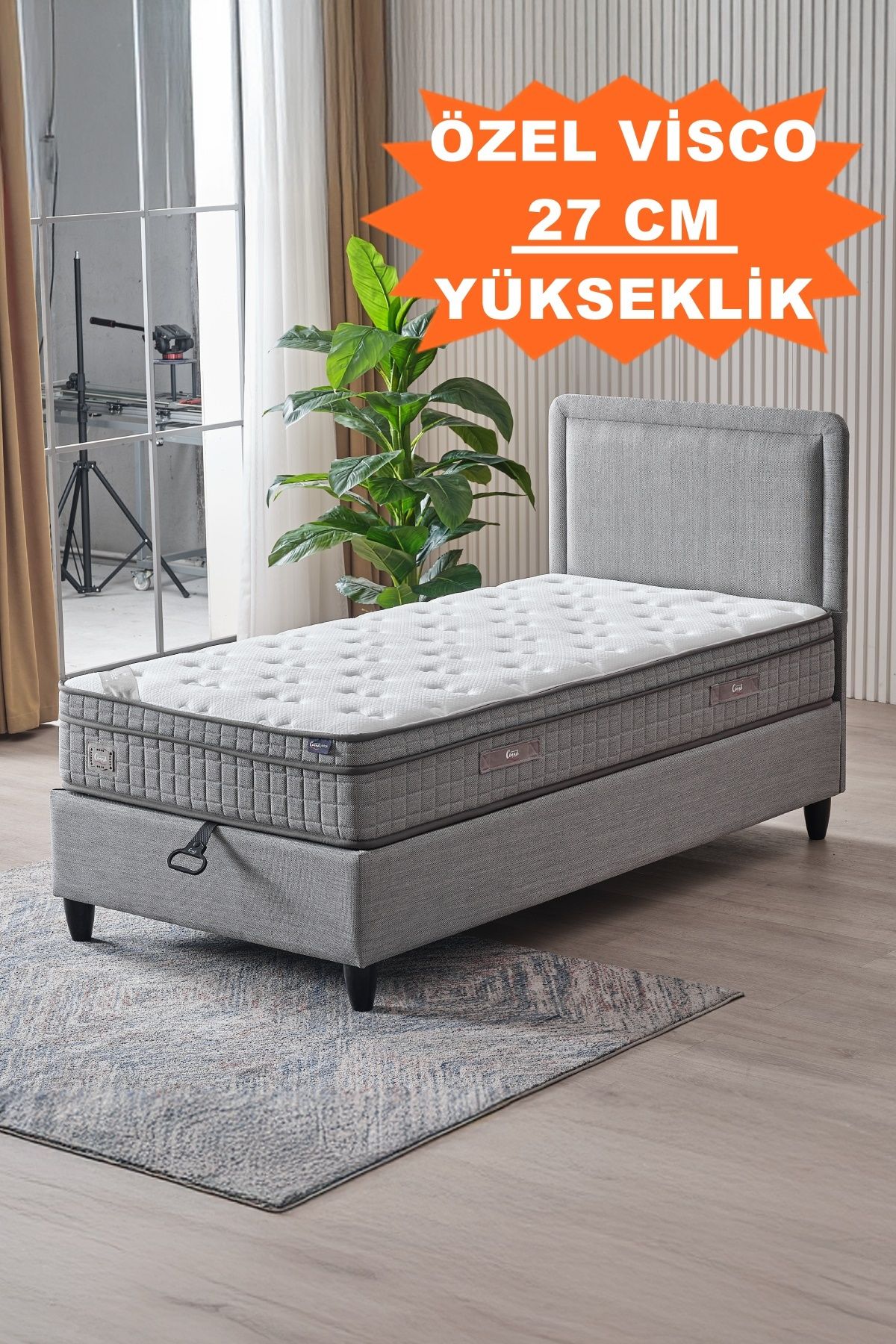 AEKA AE-7802-1 MELİS VİSCO SÜNGER, TEK KİŞİLİK YATAK ÖZEL PAKET YAYLI, FULL ORTOPEDİK, ANTİBAKTERİYEL