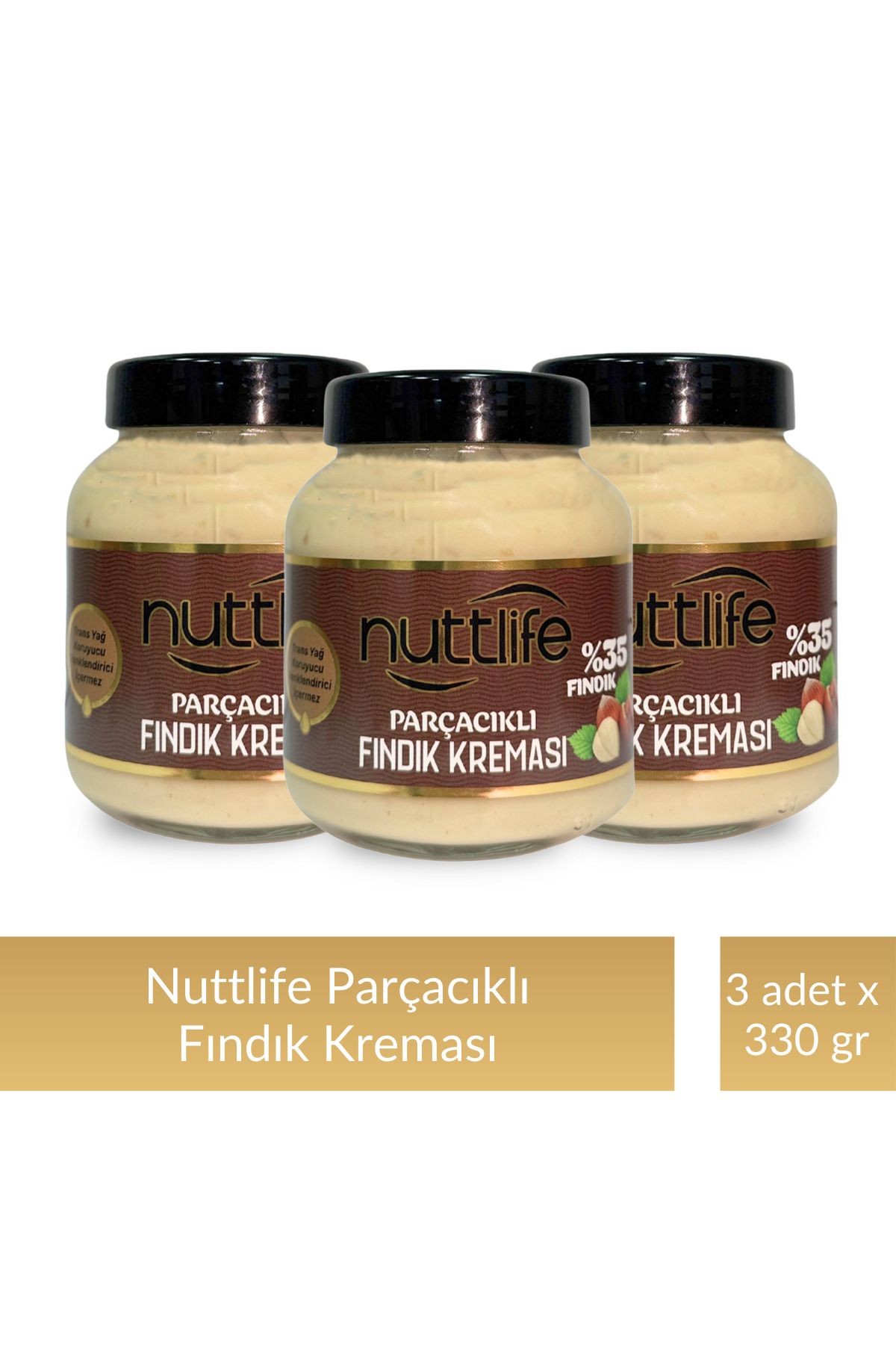 nuttlife Parçacıklı Fındık Kreması 330 gr x 3 adet