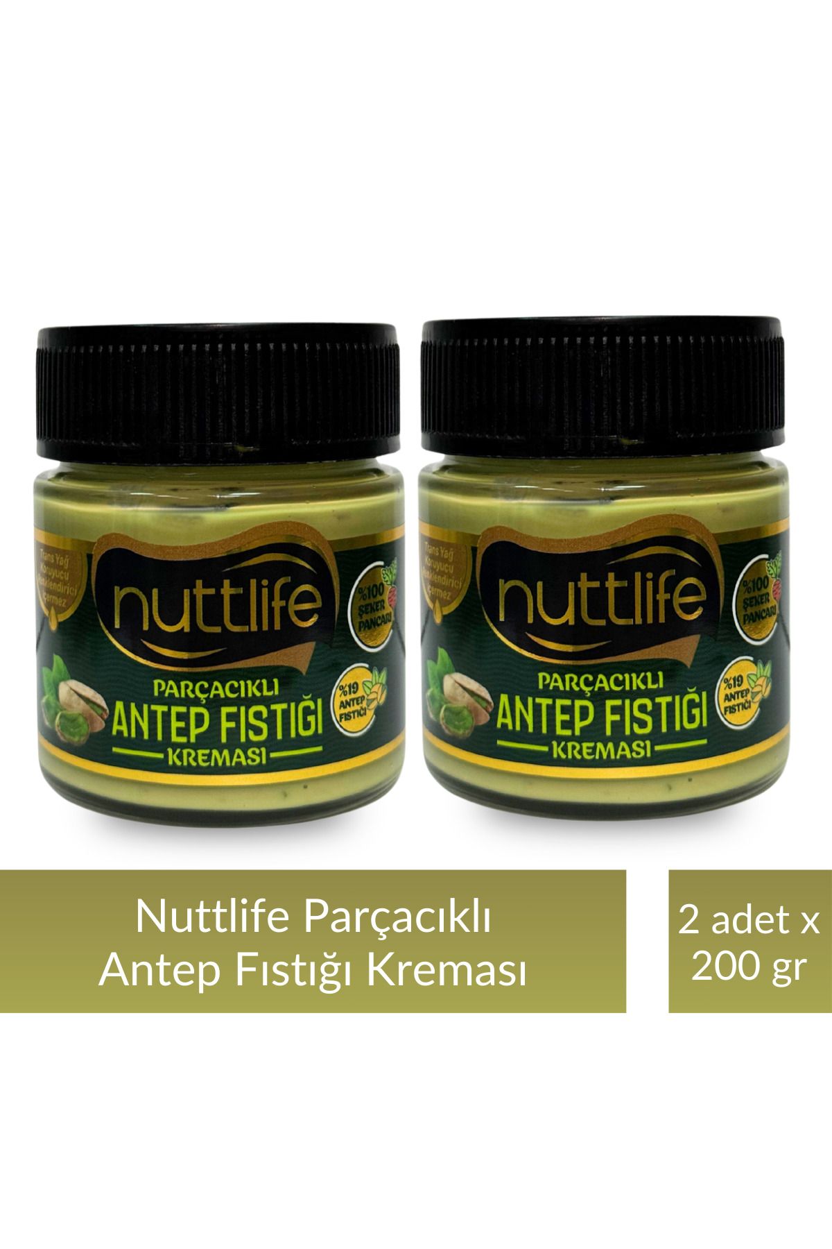 nuttlife Parçacıklı Antep Fıstığı Kreması 200 gr x 2 Adet