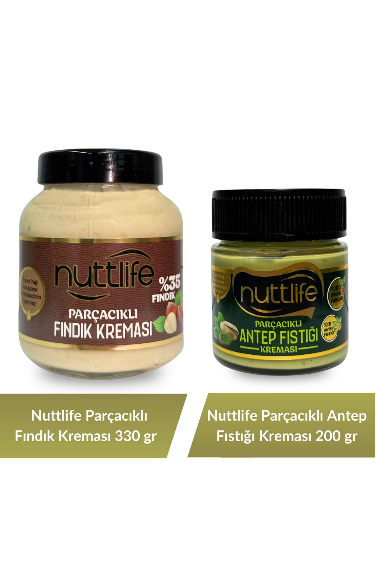 nuttlife Parçacıklı Fındık Kreması 330 gr+ Parçacıklı Antep Fıstığı Kreması 200 gr