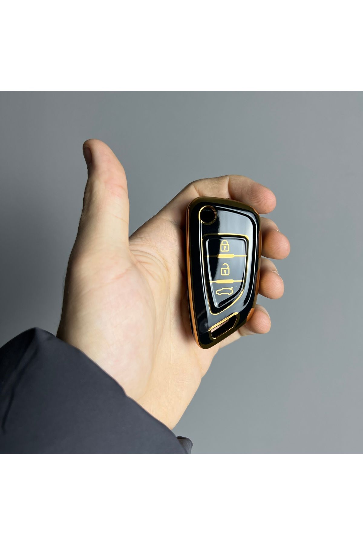 Luxe Aksesuarr BMW Sustalı KD Ve Akılı kumanda Kılıfı 3 Buton Koruma Anahtar Kumanda Silikon Nano Kılıf Siyah Renk