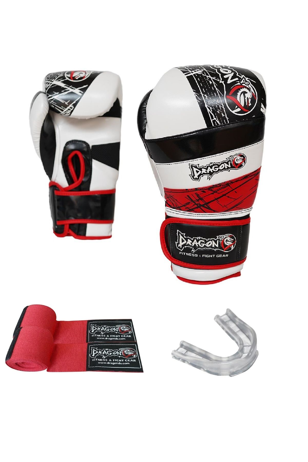 Dragondo Red Land Dayanıklı Performans Ürünü Boks Muay Thai - Kick boks Eldiven 3'lü set RED Giftoom Gloves