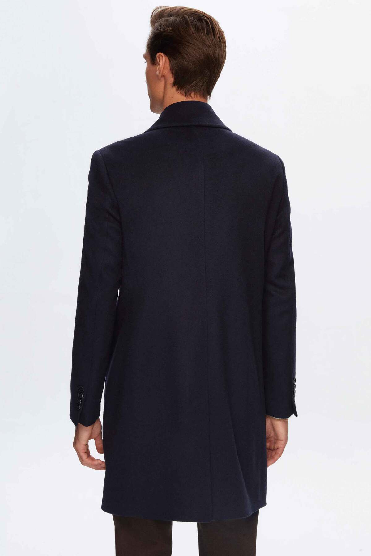 Damat Regular Fit Lacivert Kaşmir-Yün Karışımlı Palto görsel 5