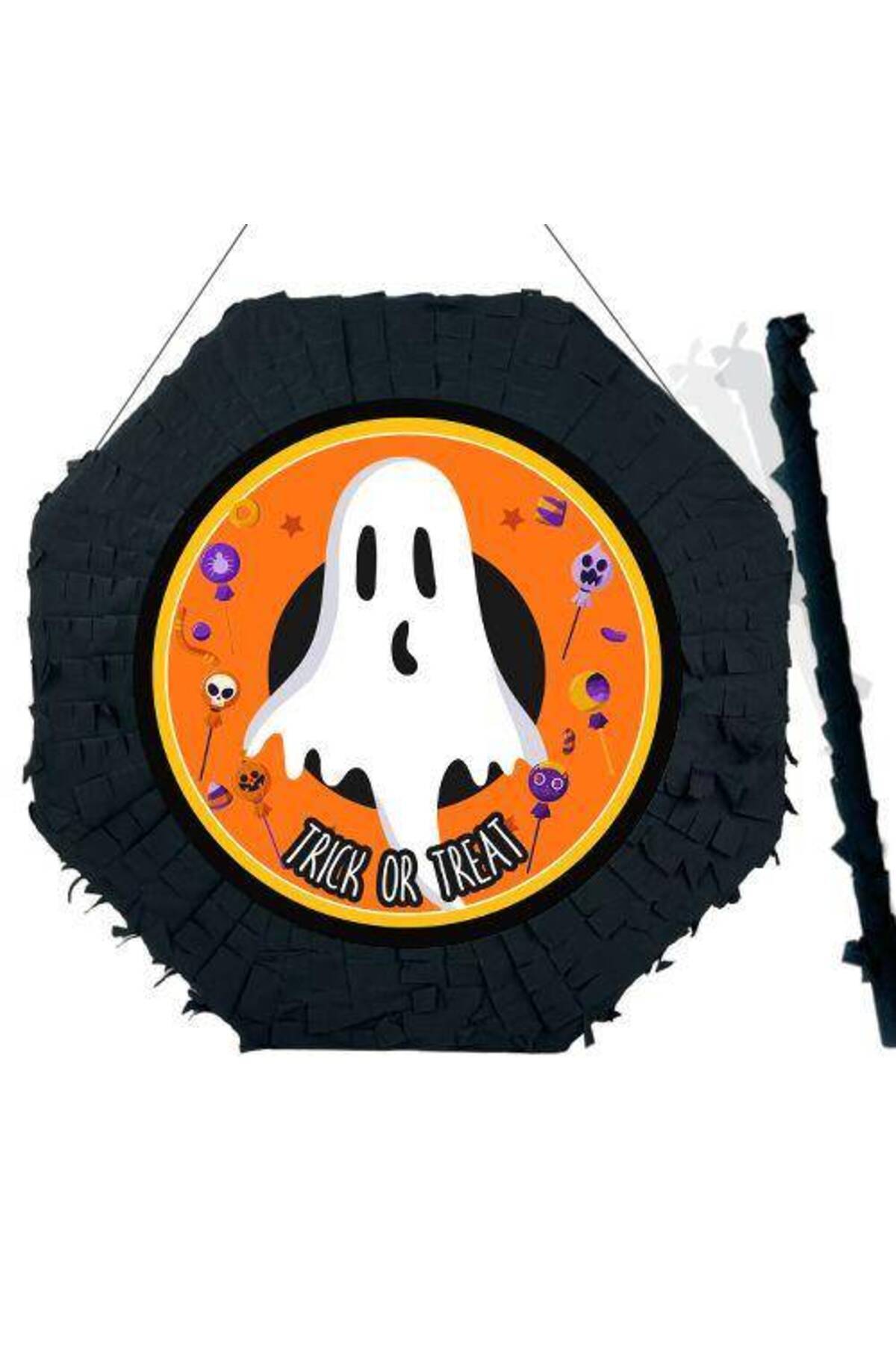 Parti Dükkanım Cadılar Bayramı Hayalet Pinyata 42 Cm + Sopası