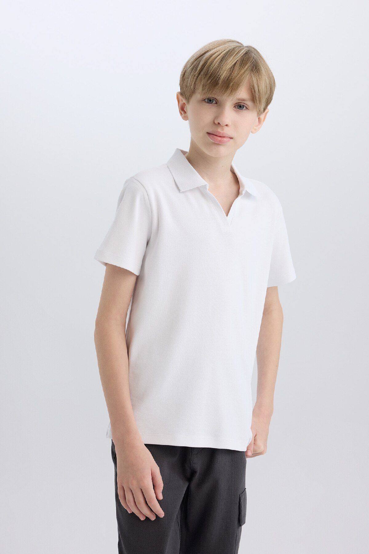 DeFacto-Boy's Apache Lapel Short Sleeve Polo T-Shirt D7755A825Sm 3