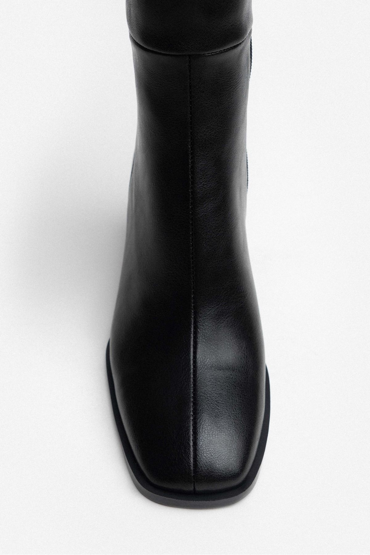 NİŞANTAŞI SHOES-Roger Black Matte Blunt Toe Damenstiefel mit dickem Absatz 8