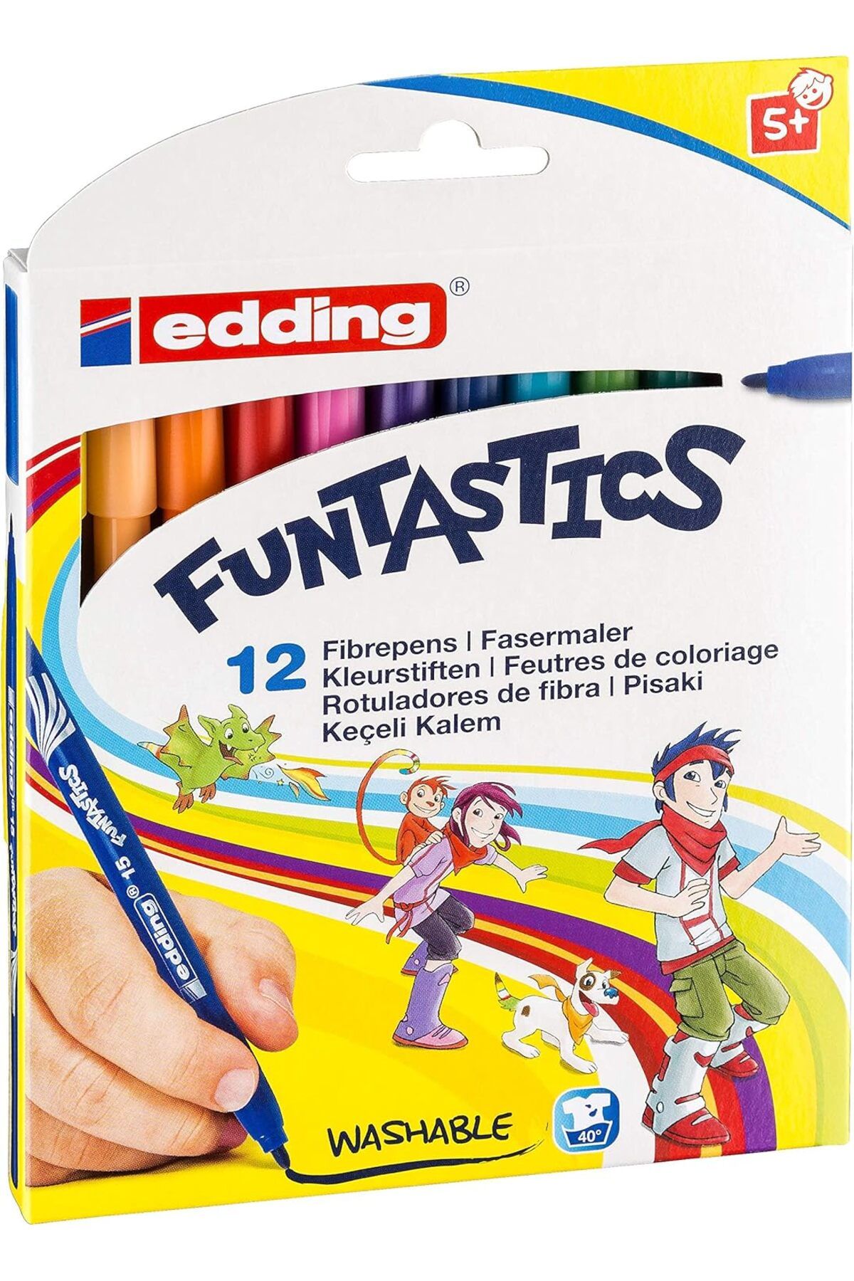 STOREMAX 15 FUNTASTICS çocuklar için ince uçlu keçeli kalem 12'li set - 1 mm yuvarlak uç