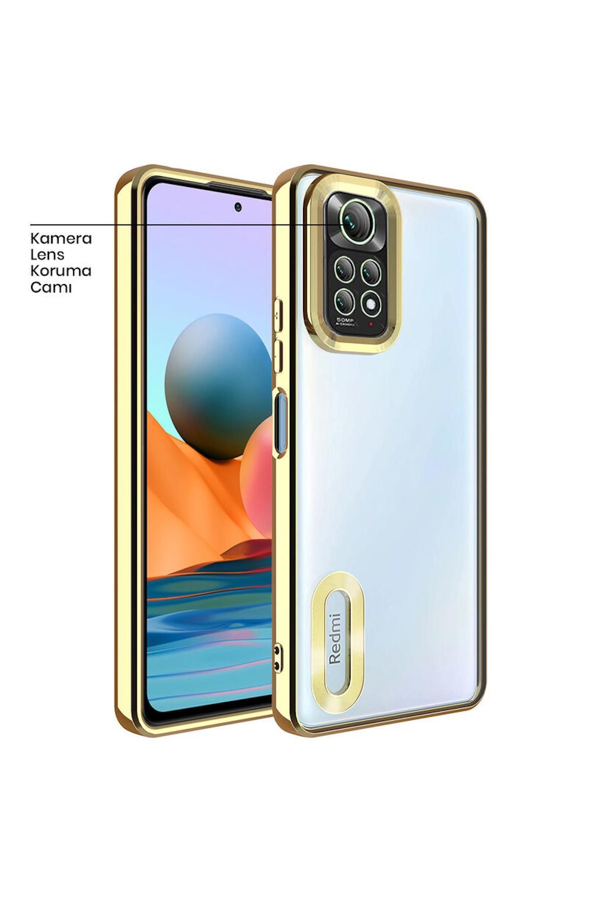Zebana Xiaomi Redmi Note 11 4G Uyumlu Kılıf Zebana Glint Silikon Kılıf Gold