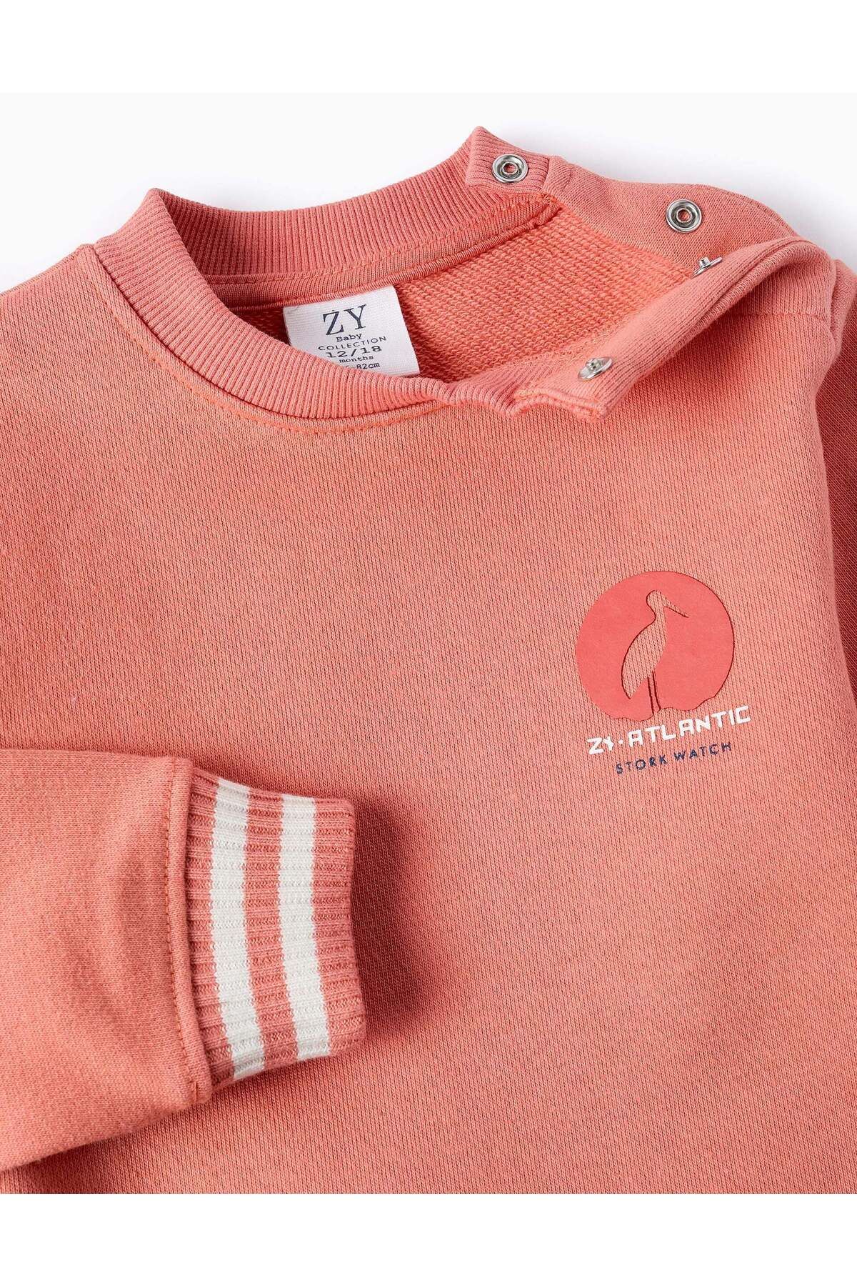 Ziddy-COTTON SWEATSHIRT FOR BABY BOYS 'STORK' ORANGE 3