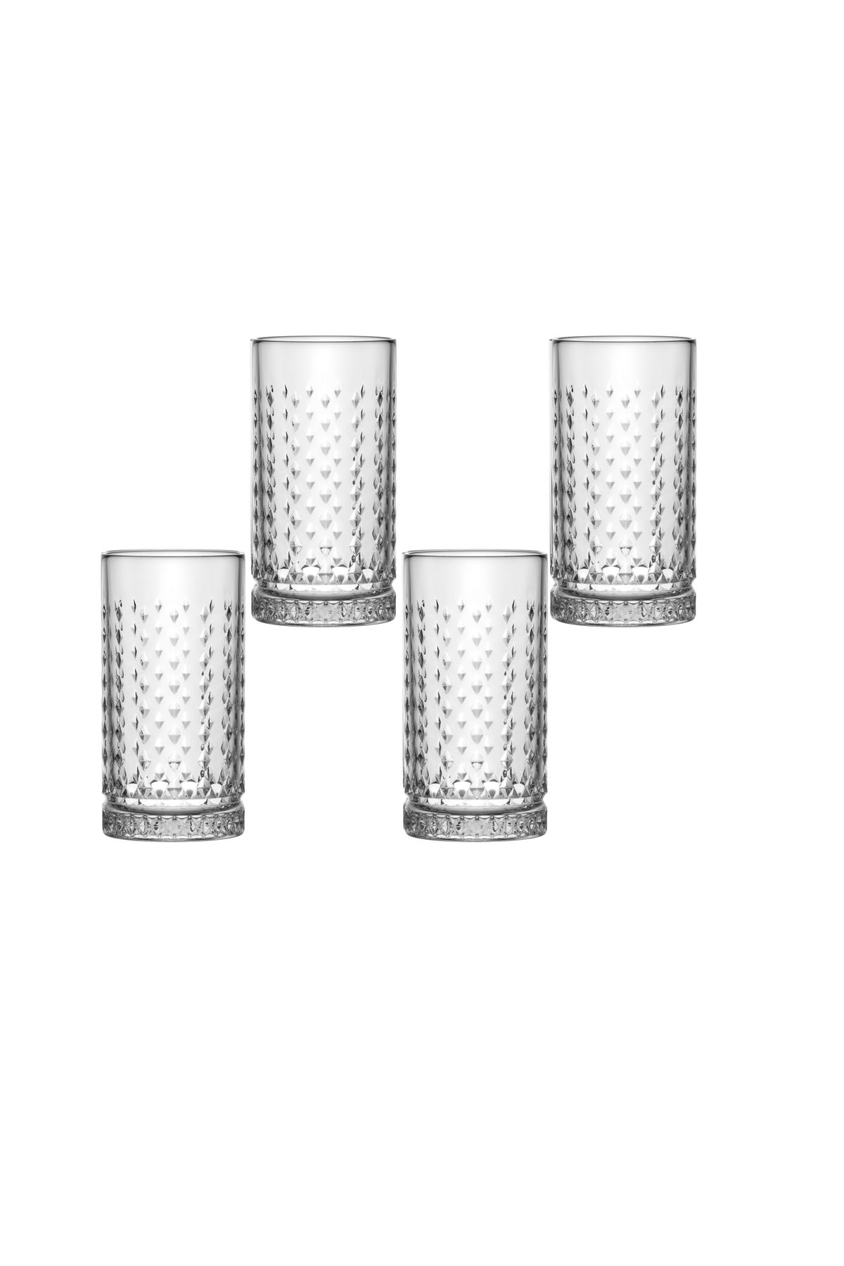 Vadi-Bianca Set of 4 Crystal Patterned Glass Soft Drink Glasses 466 ml - Stylish and Convenient 2